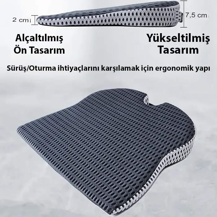 4 Boyutlu Hafızalı Ortopedik Oturma Minderi - Ev ve Araç İçin Ergonomik Minder 5775