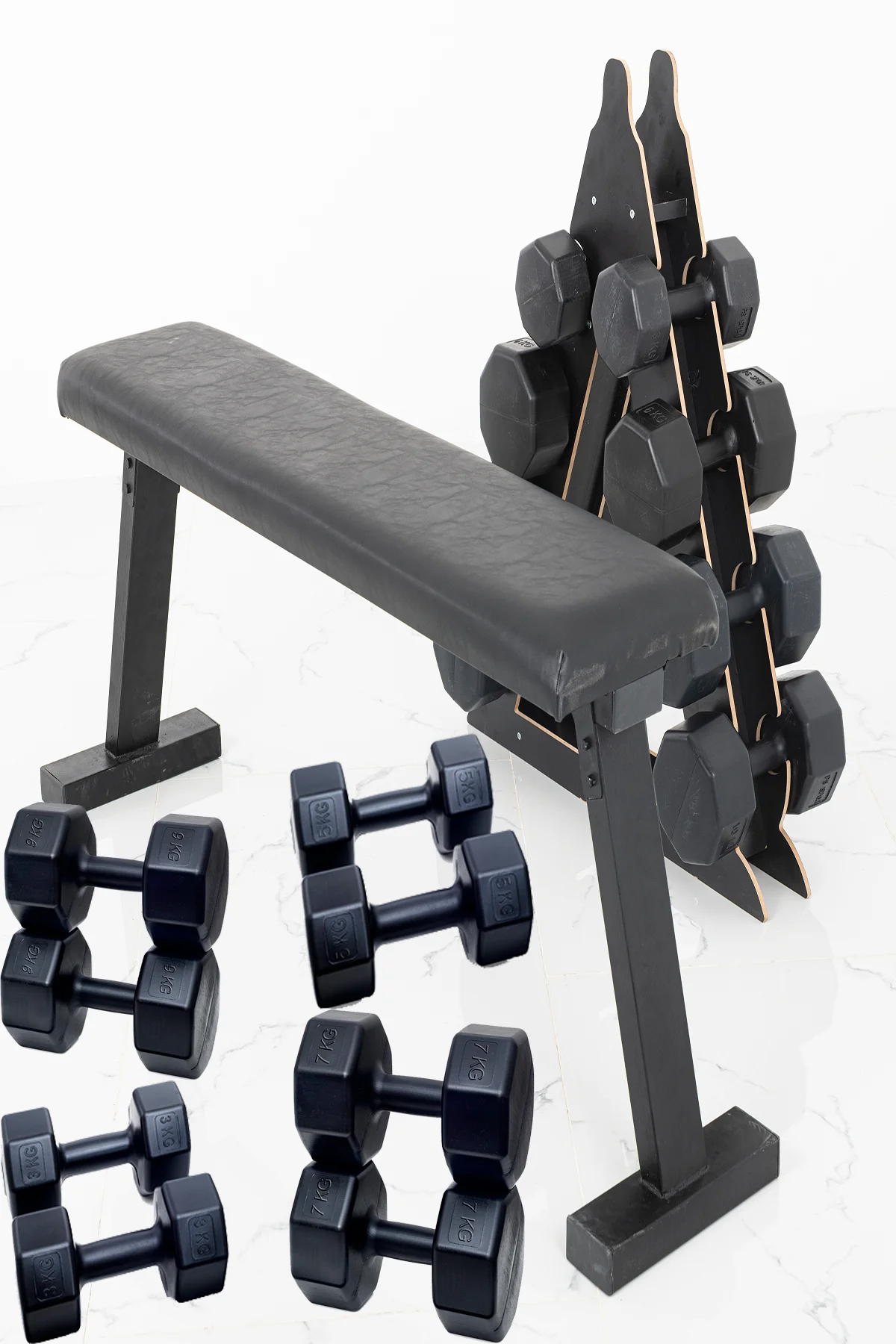 4 Çift Dambıl Set,Bench Press Sehpası ve Stand ( Dambıllar Çift Olarak Gönderim Yapılmaktadır )