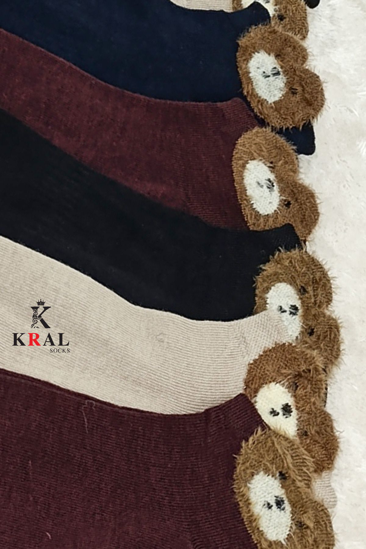 Kral Socks 4 Çift Likrali Pamuklu Penye Kadin Sevimli Ayicik Desenli Patik Ç