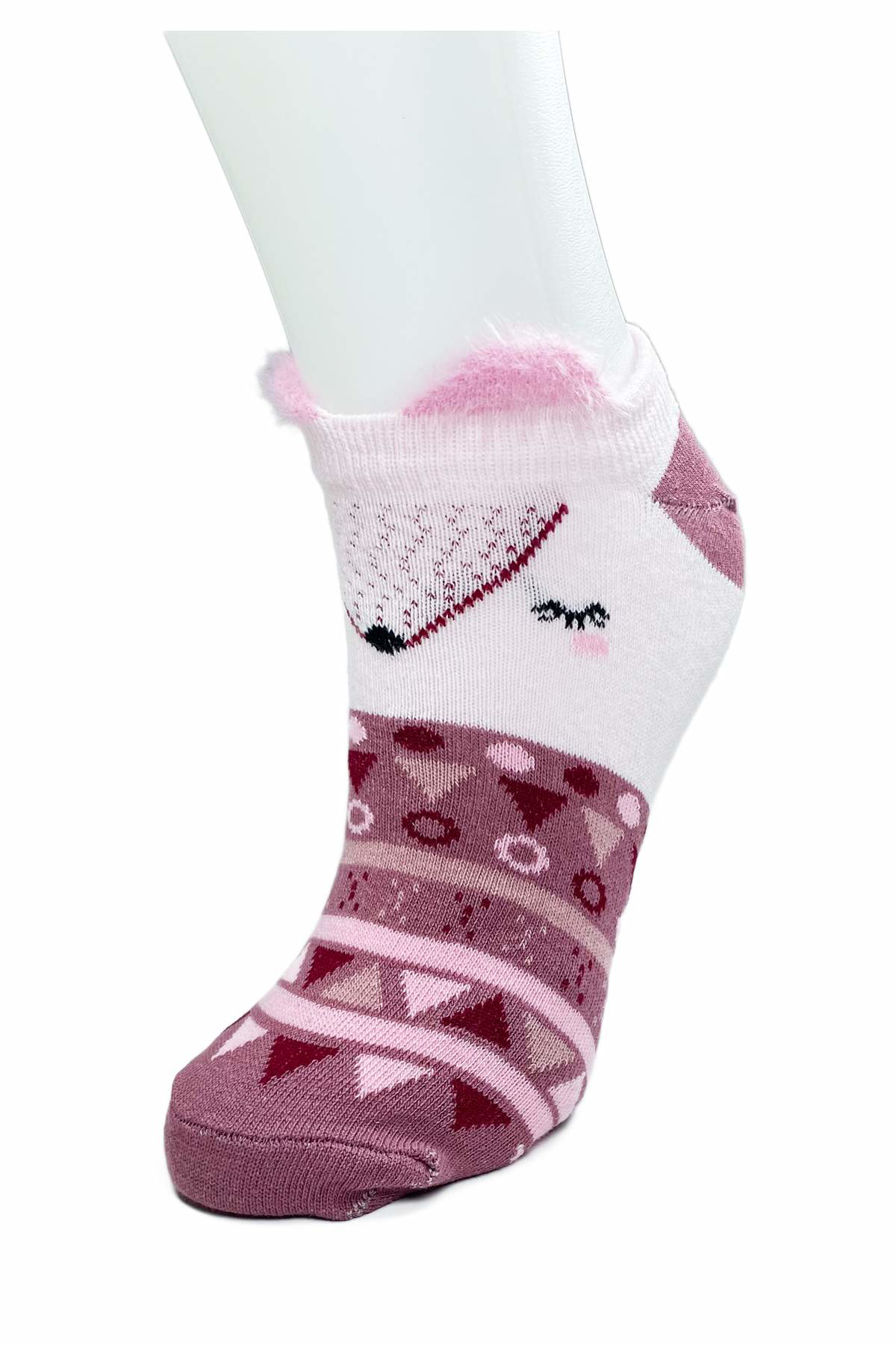 4 Çift Yumuşak Ponpon 3 Boyut Kulaklı Desenli Pamuklu Kadın Bilek