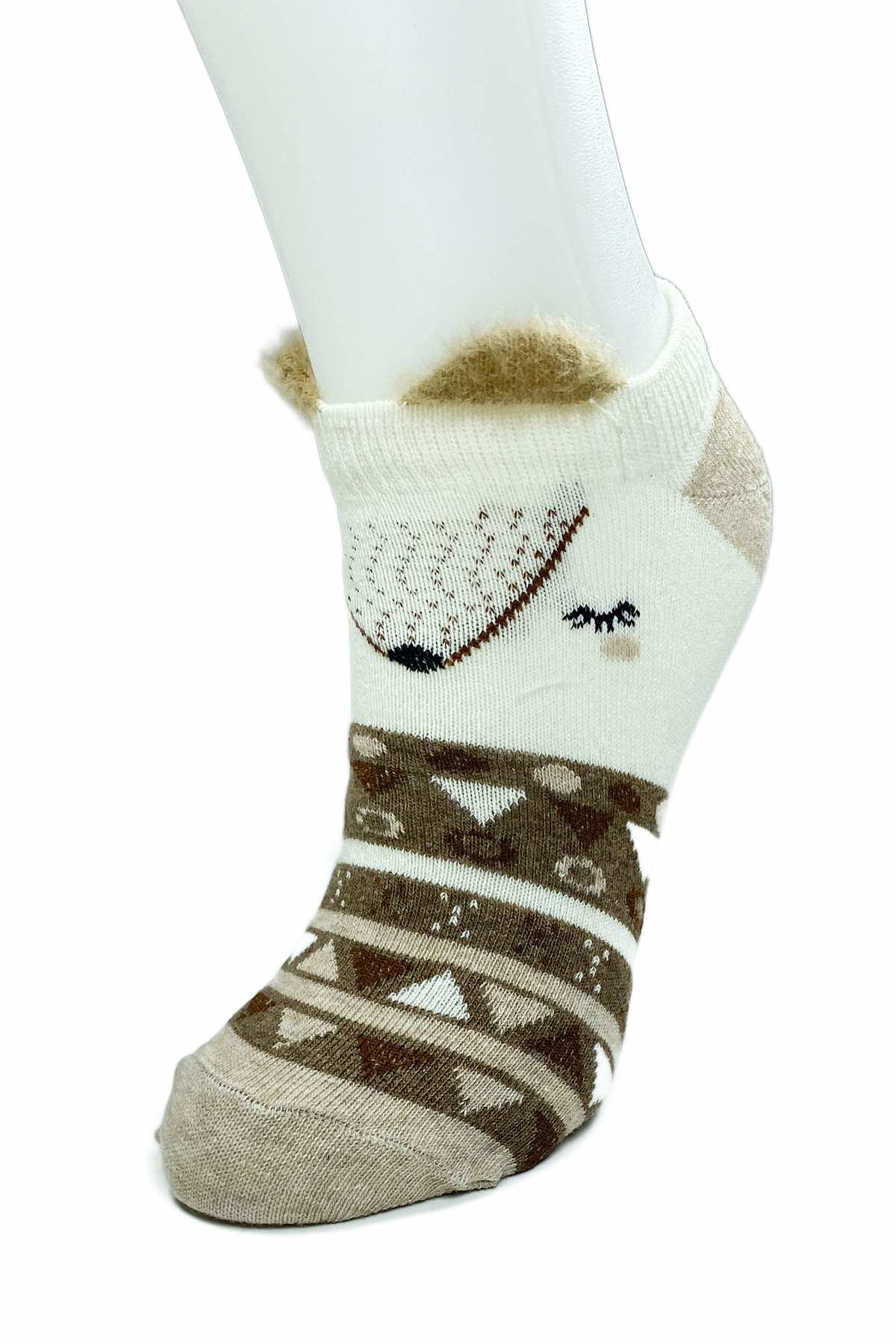 4 Çift Yumuşak Ponpon 3 Boyut Kulaklı Desenli Pamuklu Kadın Bilek