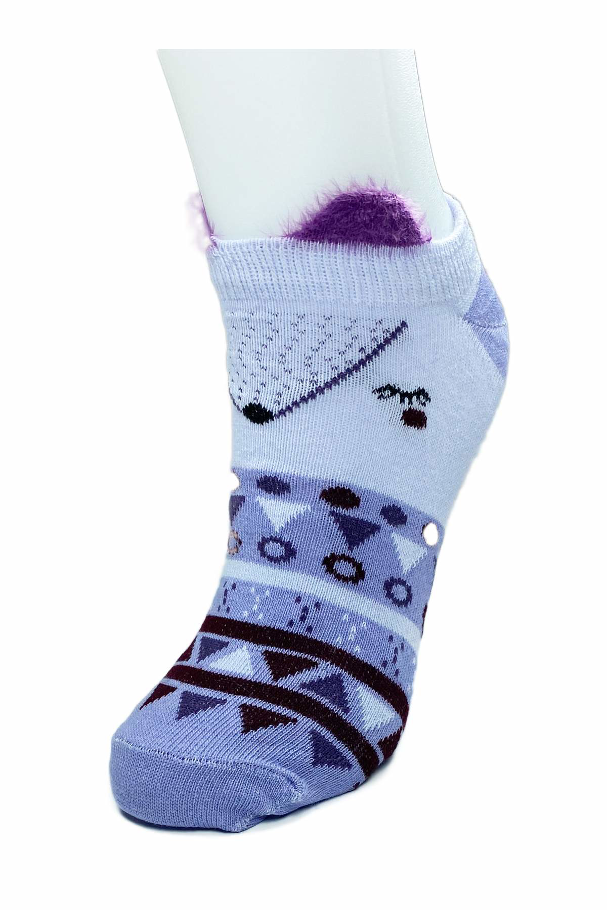 4 Çift Yumuşak Ponpon 3 Boyut Kulaklı Desenli Pamuklu Kadın Bilek