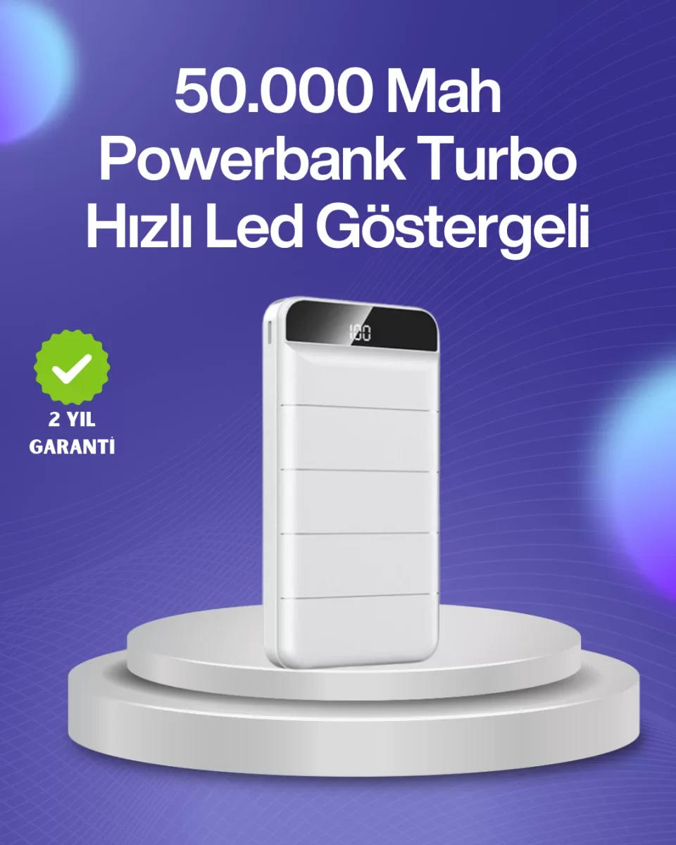 4 Cihazı Aynı Anda Şarj Edebilen Güçlü Powerbank 50000 mAh - Lisi