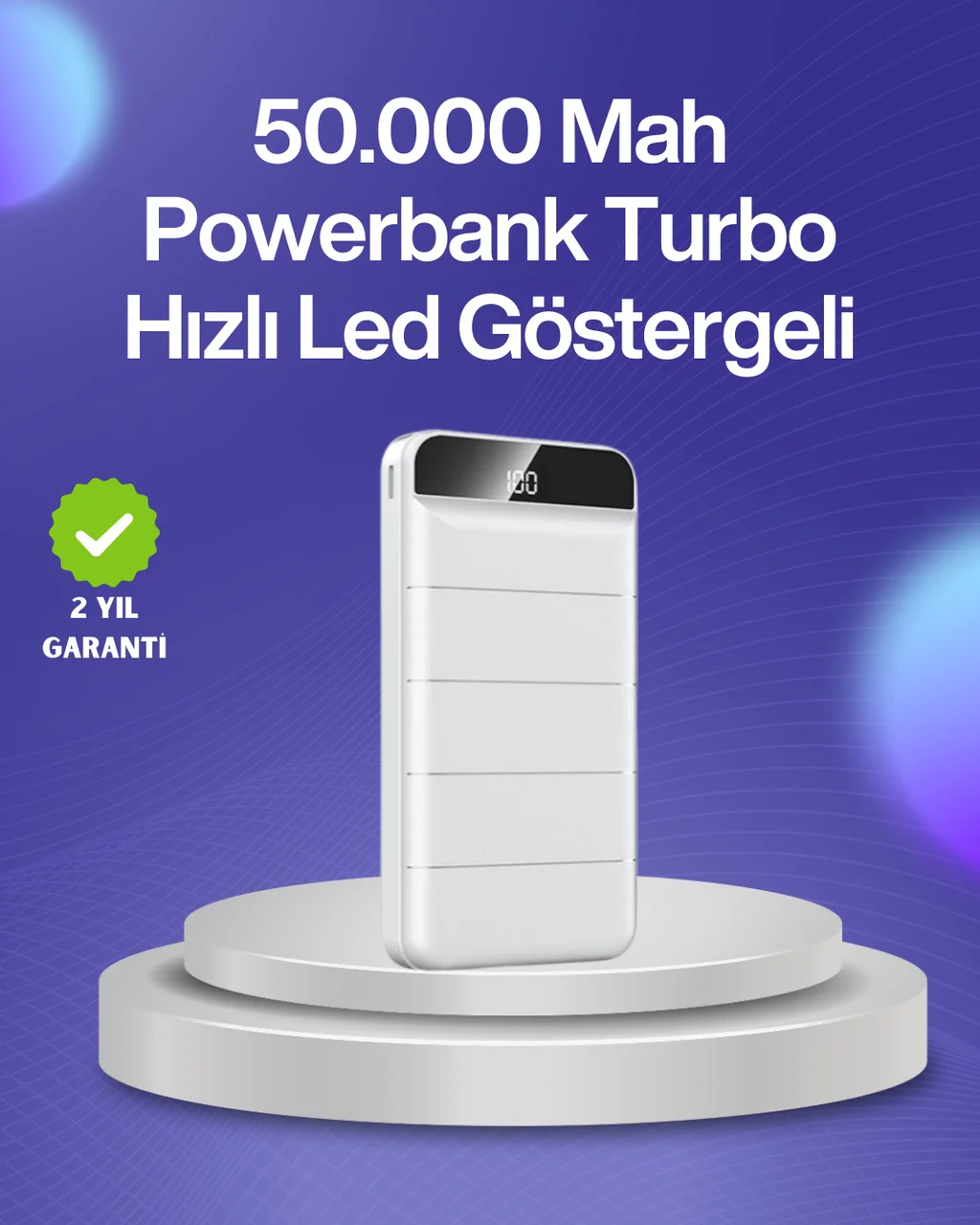 4 Cihazı Aynı Anda Şarj Edebilen Güçlü Powerbank 50000 Mah renkli
