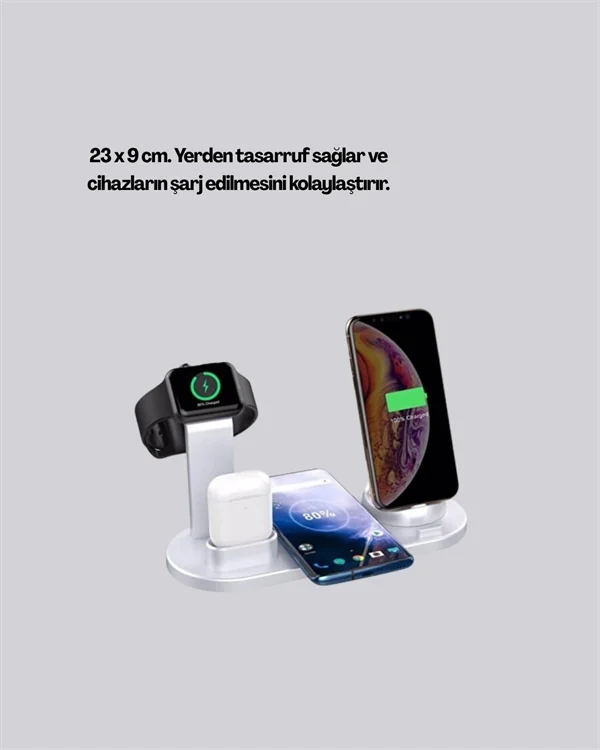 4 Cihazı Aynı Anda Şarj Edebilen Kablosuz Şarj İstasyonu Çok Yönlü ve Pratik Tasarım Fiyatı, Yorumları ve Özellikleri