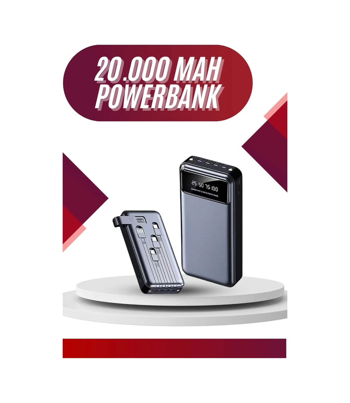4 Çıkışlı 20.000 Mah Powerbank Uzun Pil Ömürlü Taşınabilir - Lisinya Diğer