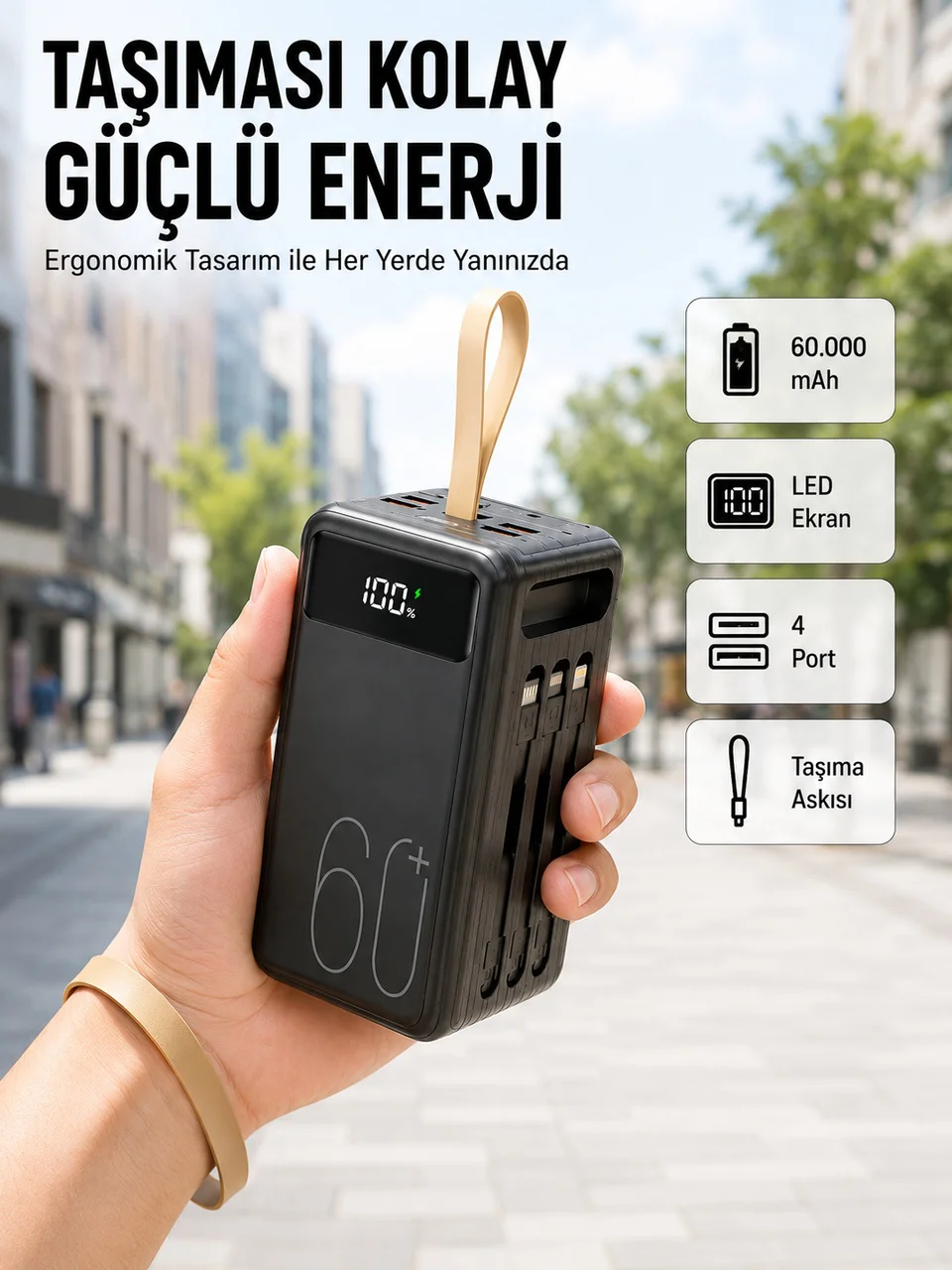 4 Çıkışlı Hızlı Şarj Destekli Powerbank Yeni Nesil - Lisinya Diğer