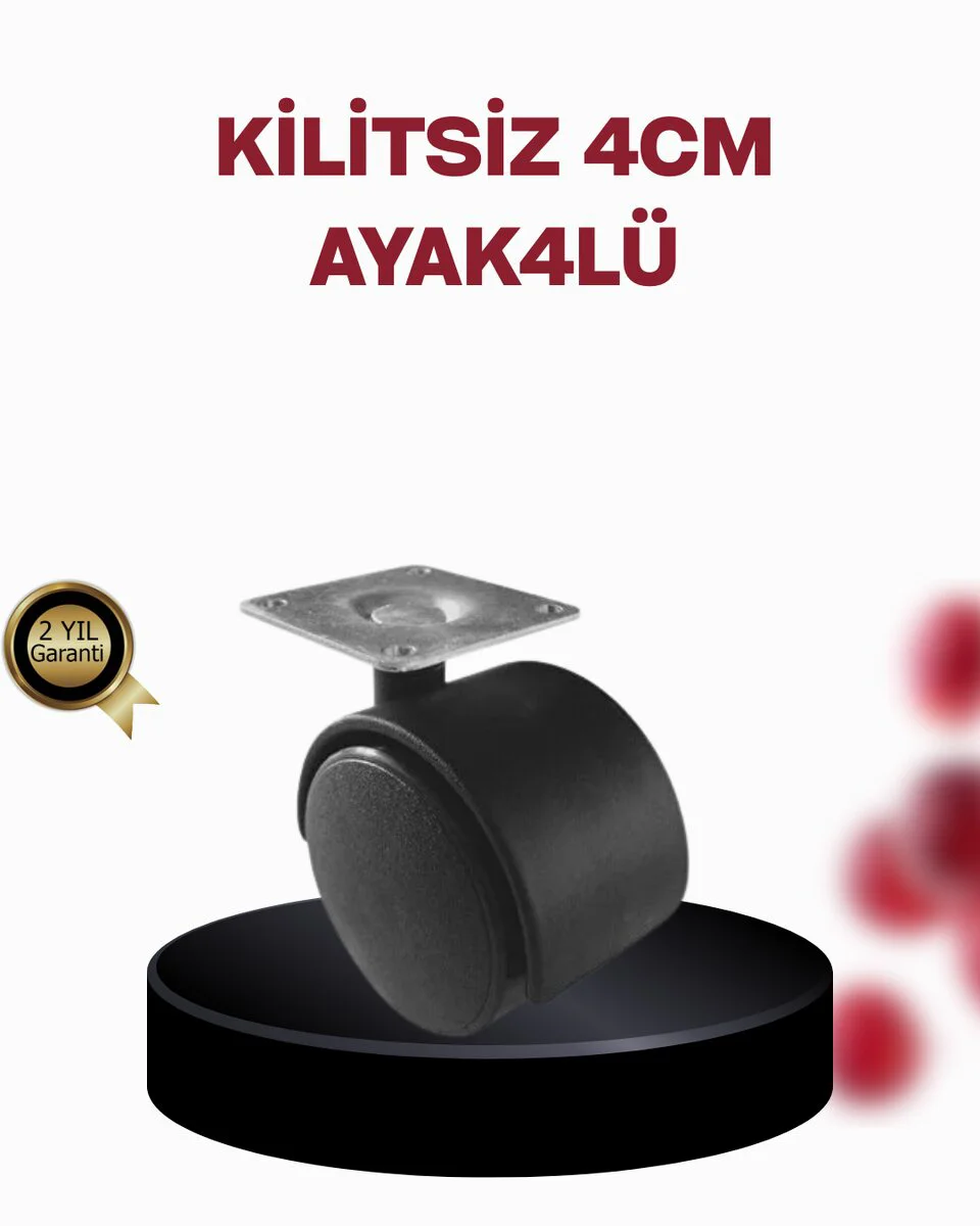 4 cm Döner Ayak Kilitsiz - Mobilya ve Sehpa Ayağı 4'lü Paket