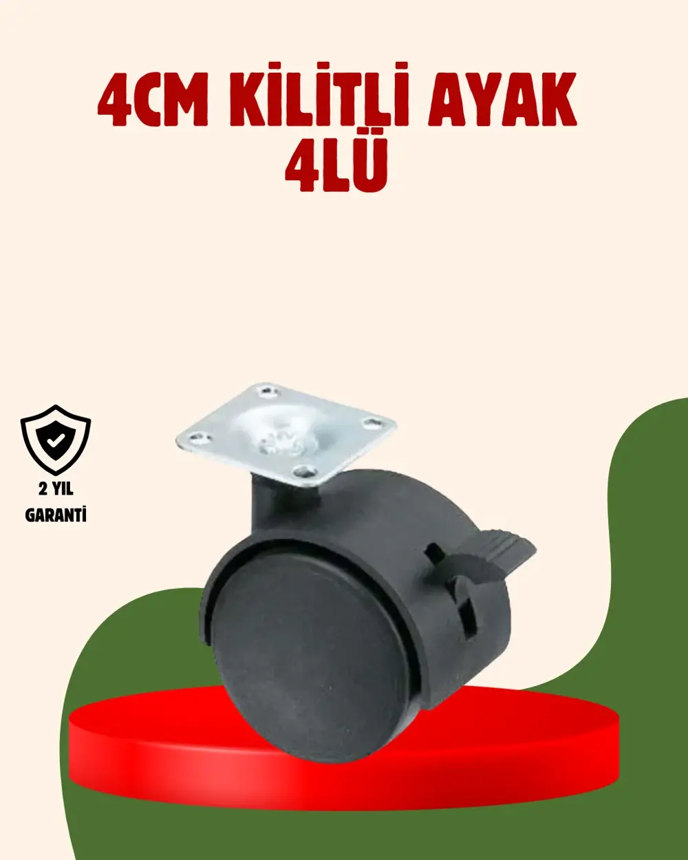 4 cm Kilitli Döner Ayak 4 Adet Sehpa ve Mobilya Ayağı