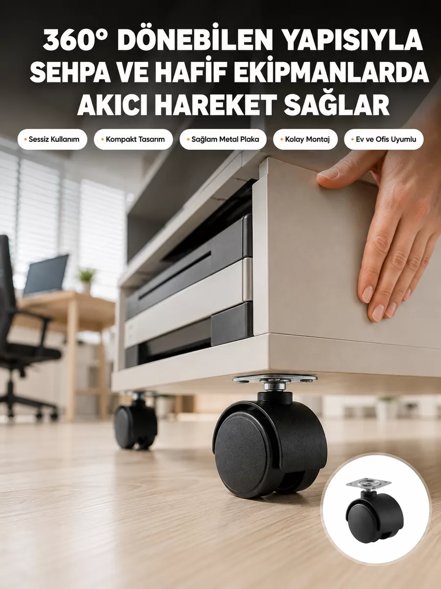 4 cm Kilitsiz Sehpa ve Ekipman Ayakları - Dayanıklı ve Sessiz Çözüm