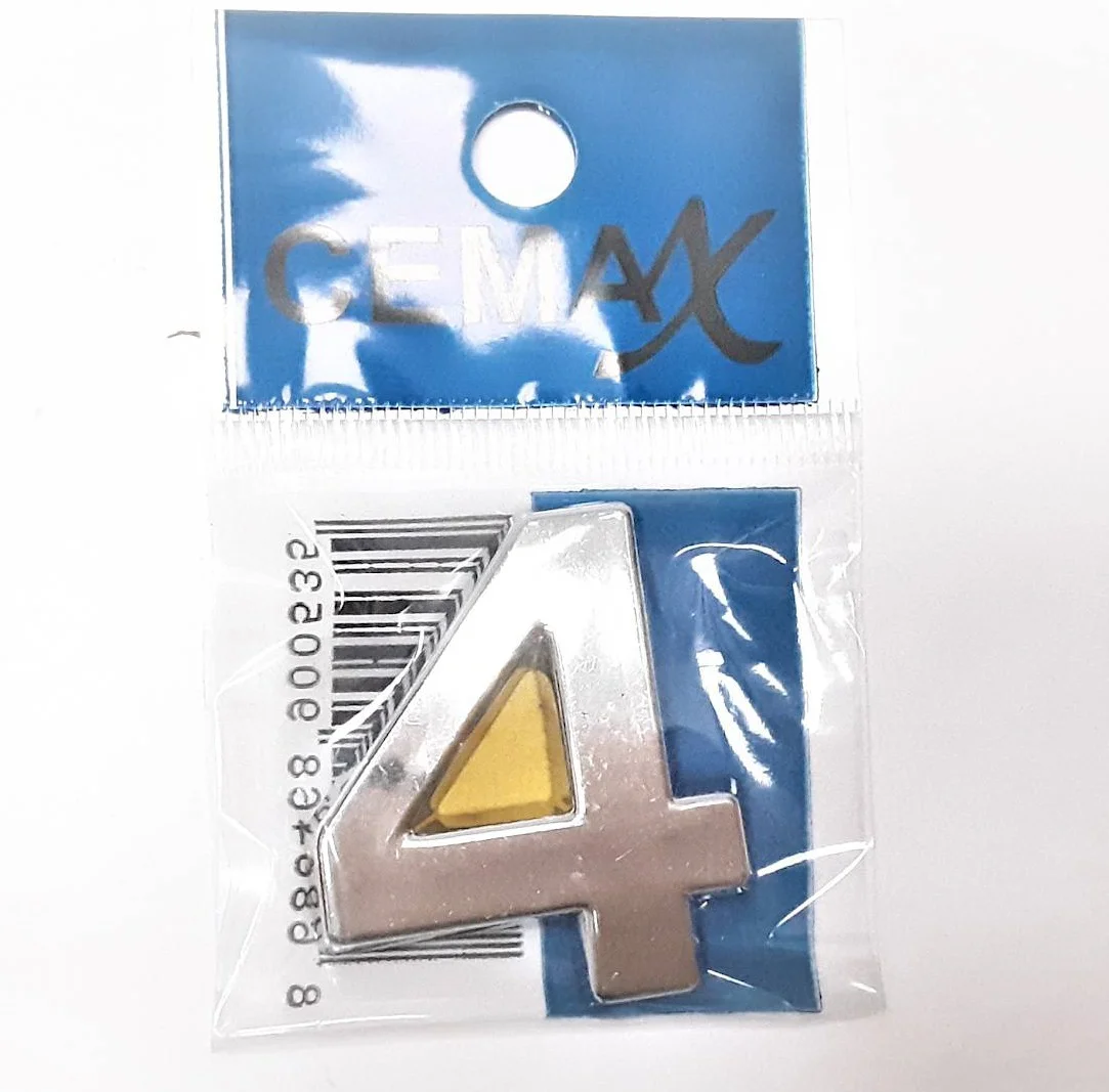 4 Cm Plastik Krom Kaplama Kapı Numarası - 4 4 Cm Plastik Krom Kaplama Kapı Numarası - 4