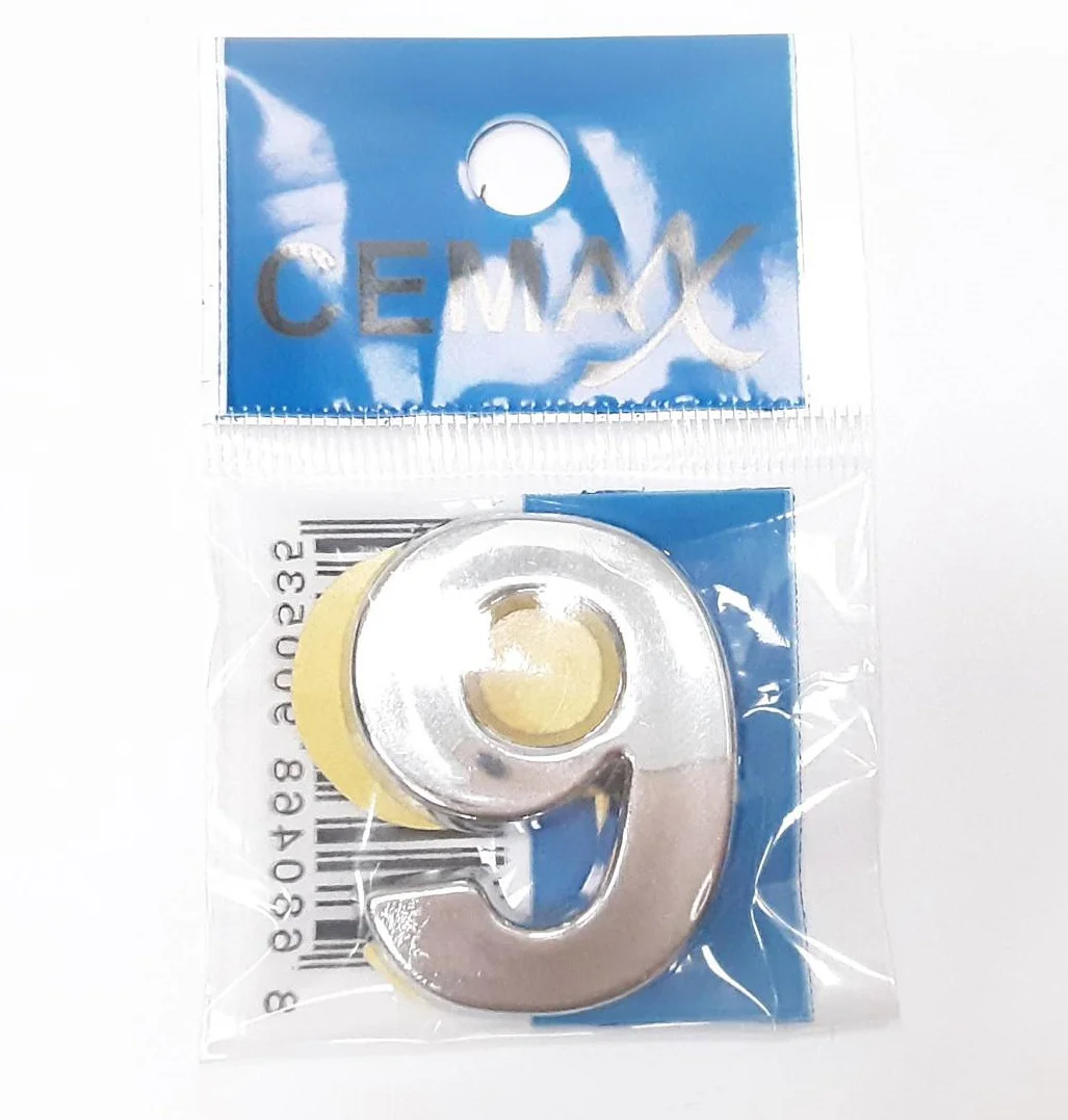 4 Cm Plastik Krom Kaplama Kapı Numarası - 9 4 Cm Plastik Krom Kaplama Kapı Numarası - 9