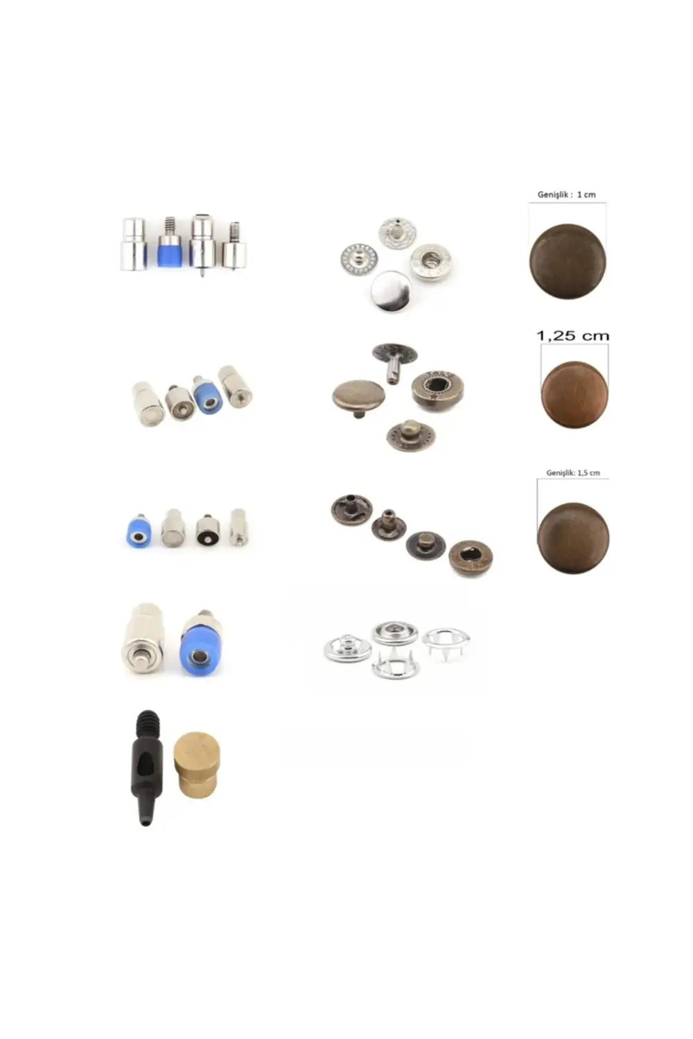 Tuhafiyecimiz 4 Değişik Çıtçıt Kalıbı Ve 1 Adet Delme Aparatı (Elde Vurma Aleti