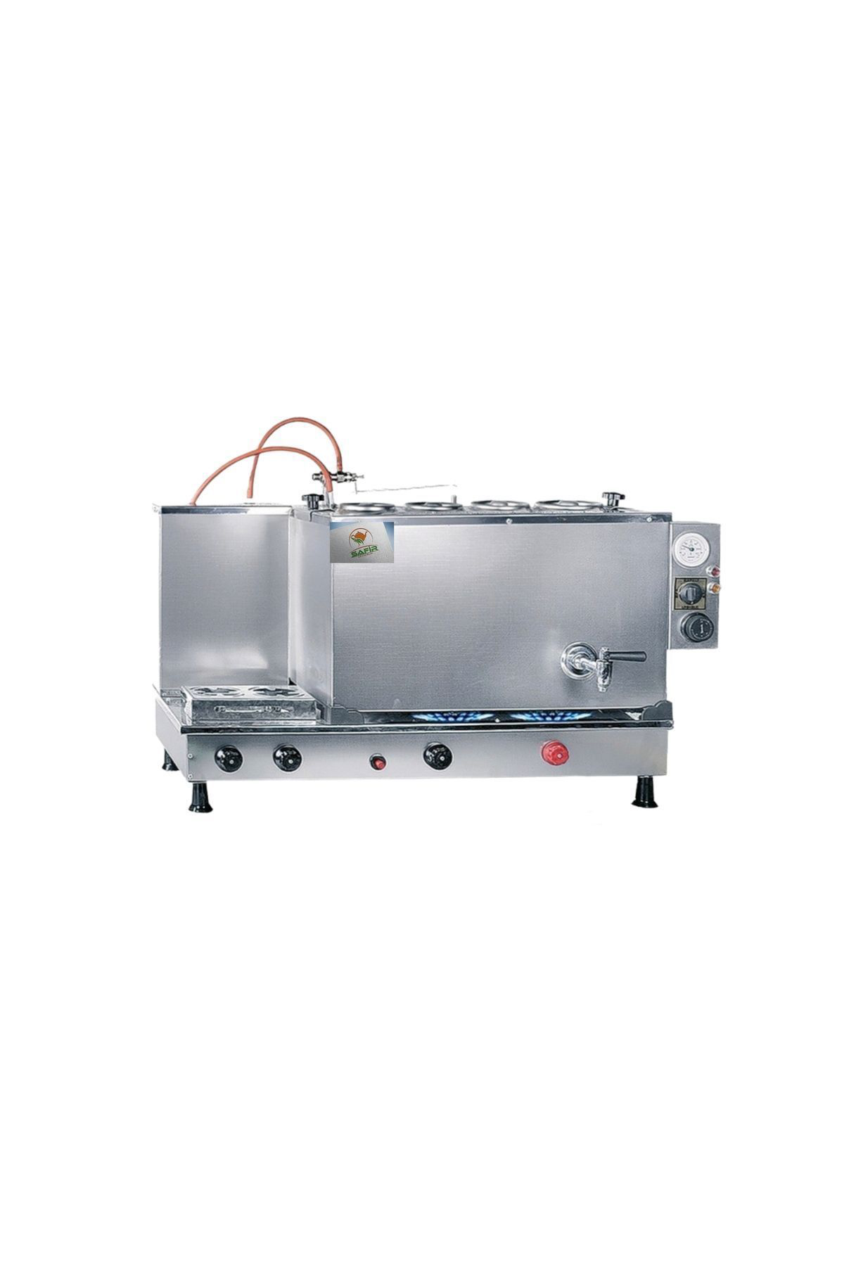 4 demlikli İnoks çay ocağı İnoks Çay Kazanı Elektrk+Doğalgazlı İn