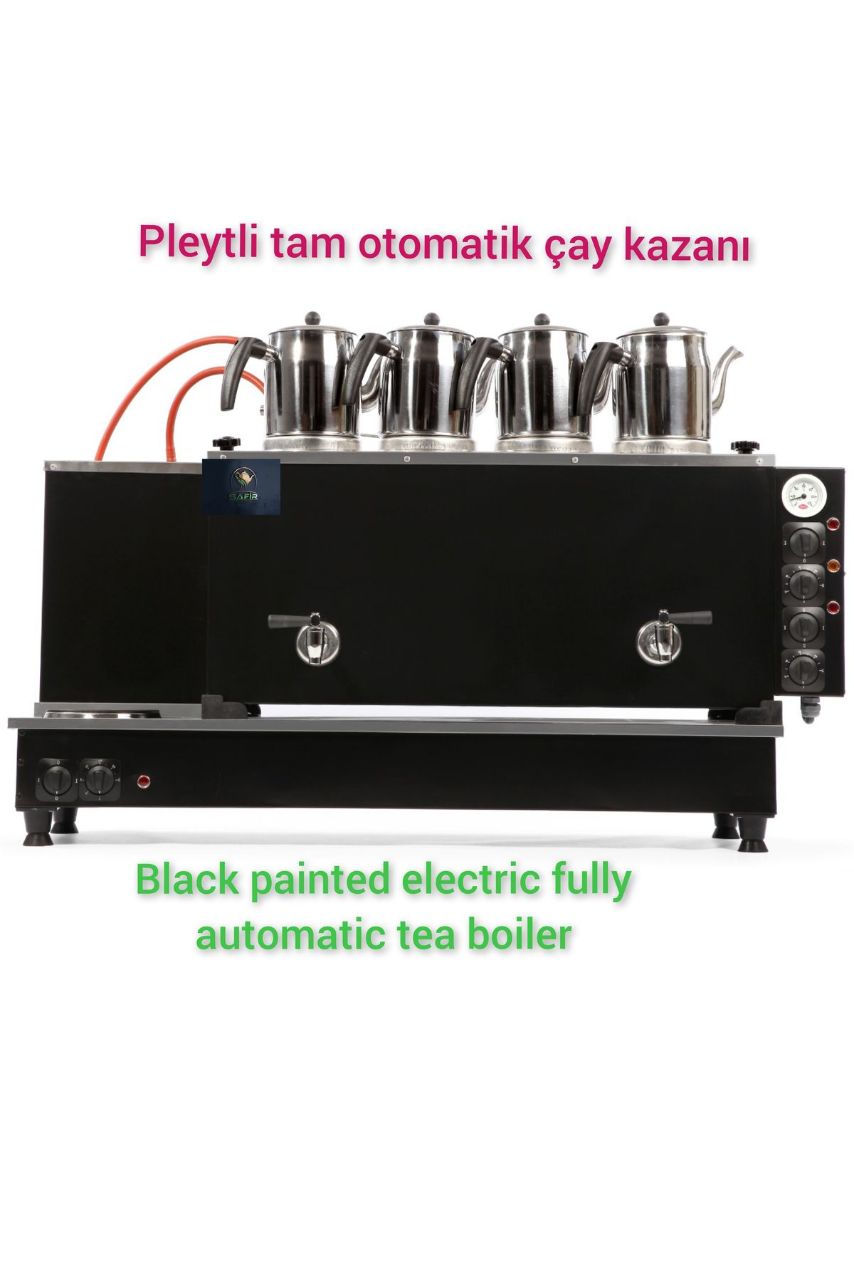 Safir Çay Kazanlari 4 Demlikli Özel Renk Safir Kromat Siyah Tam Otomatik Çay Kazani S