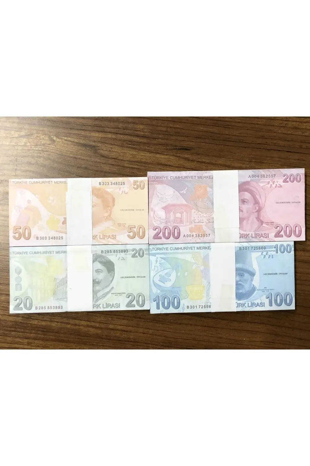 4 Deste Geçersiz 20 50 100 200 TL Gerçek Görünümlü Tam 400 Adet