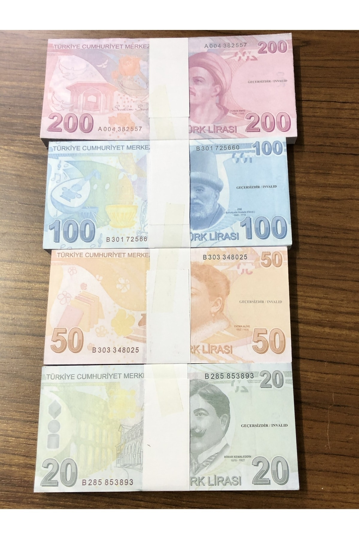 4 Deste Geçersiz 20 50 100 200 TL Gerçek Görünümlü Tam 400 Adet