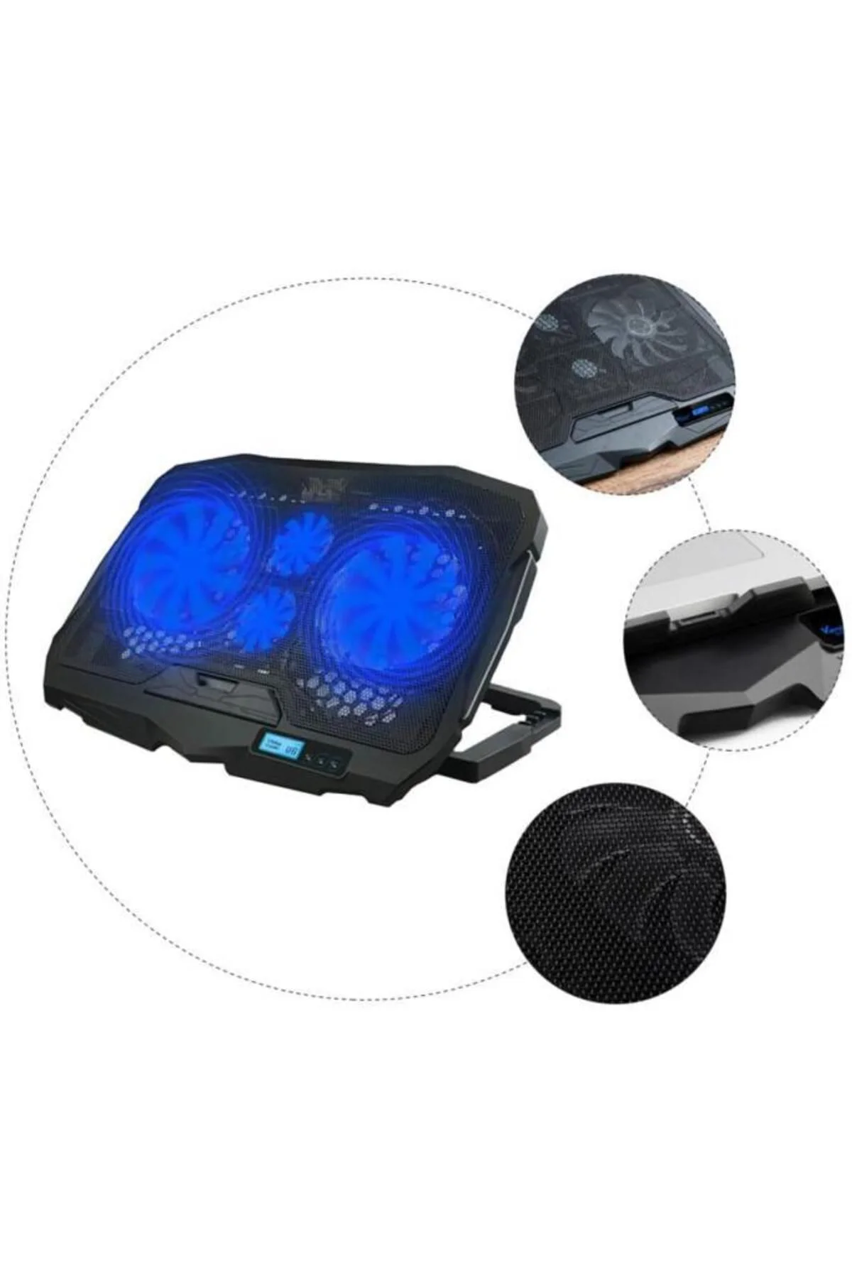 4 Fanlı Rgb Li 9-17 Inç Yükseklik Ayarlı Notebook Sogutucusu