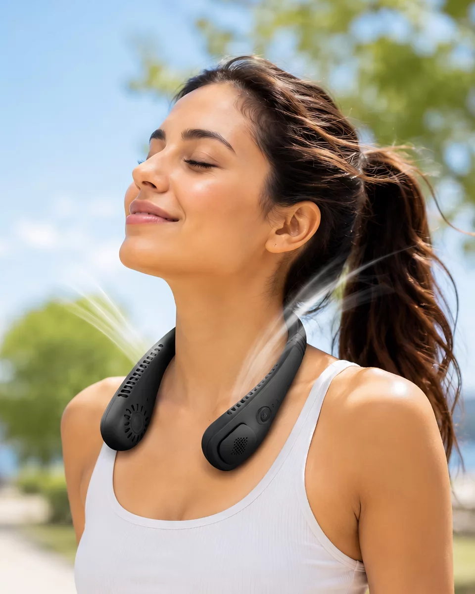 4 Fanlı Turbo Taşınabilir Boyun Fanı - Gün Boyu Sessiz Serinletici ve Ergonomik Tasarım