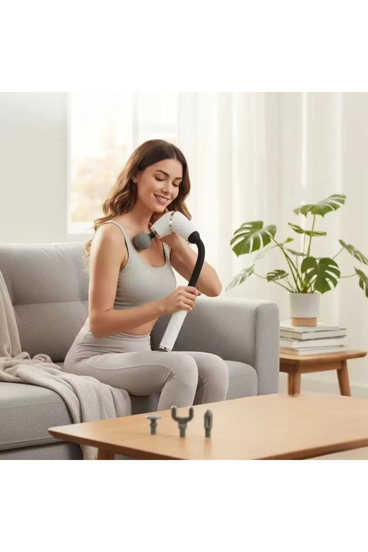 4 Farklı Başlıklı Uzun Saplı Derin Doku Masaj Tabancası, Boyun, Omuz ve Sırt için Ergonok Saplı Çokl 4 Farklı Başlıklı Uzun Saplı Derin Doku Masaj Tabancası, Boyun, Omuz ve Sırt için Ergonok Saplı Çokl