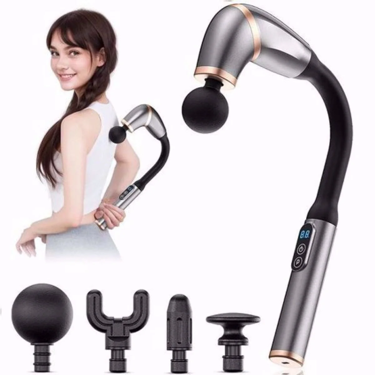 4 Farklı Başlıklı Uzun Saplı Derin Doku Masaj Tabancası, Boyun, Omuz Ve Sırt İçin Ergonomik Saplı Çoklu Masaj Modlu Taşınabilir Masaj Aleti Bx40 4 Farklı Başlıklı Uzun Saplı Derin Doku Masaj Tabancası, Boyun, Omuz Ve Sırt İçin Ergonomik Saplı Çoklu Masaj Modlu Taşınabilir Masaj Aleti Bx40