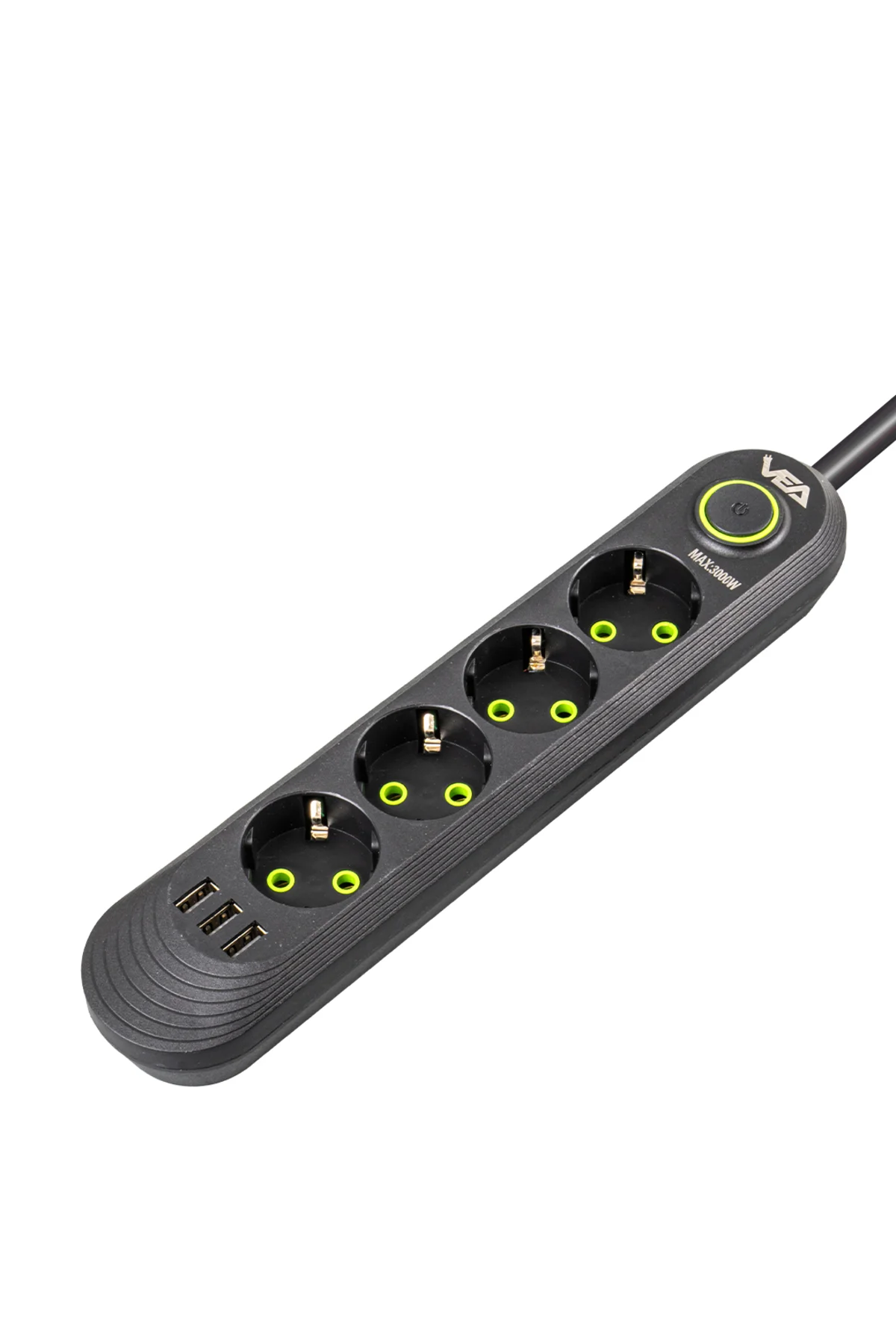 4 Fiş 4 Usb Anahtarlı Akım Korumalı Siyah Renk 1.5 Metre Priz