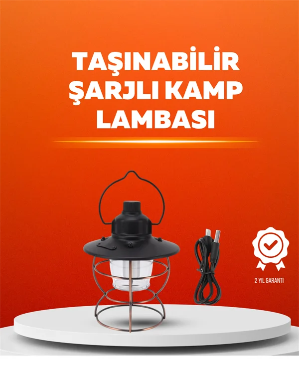 4 Fonksiyonlu Dekoratif Kamp Lambası – Tungsten Ampul, USB Çıkışl