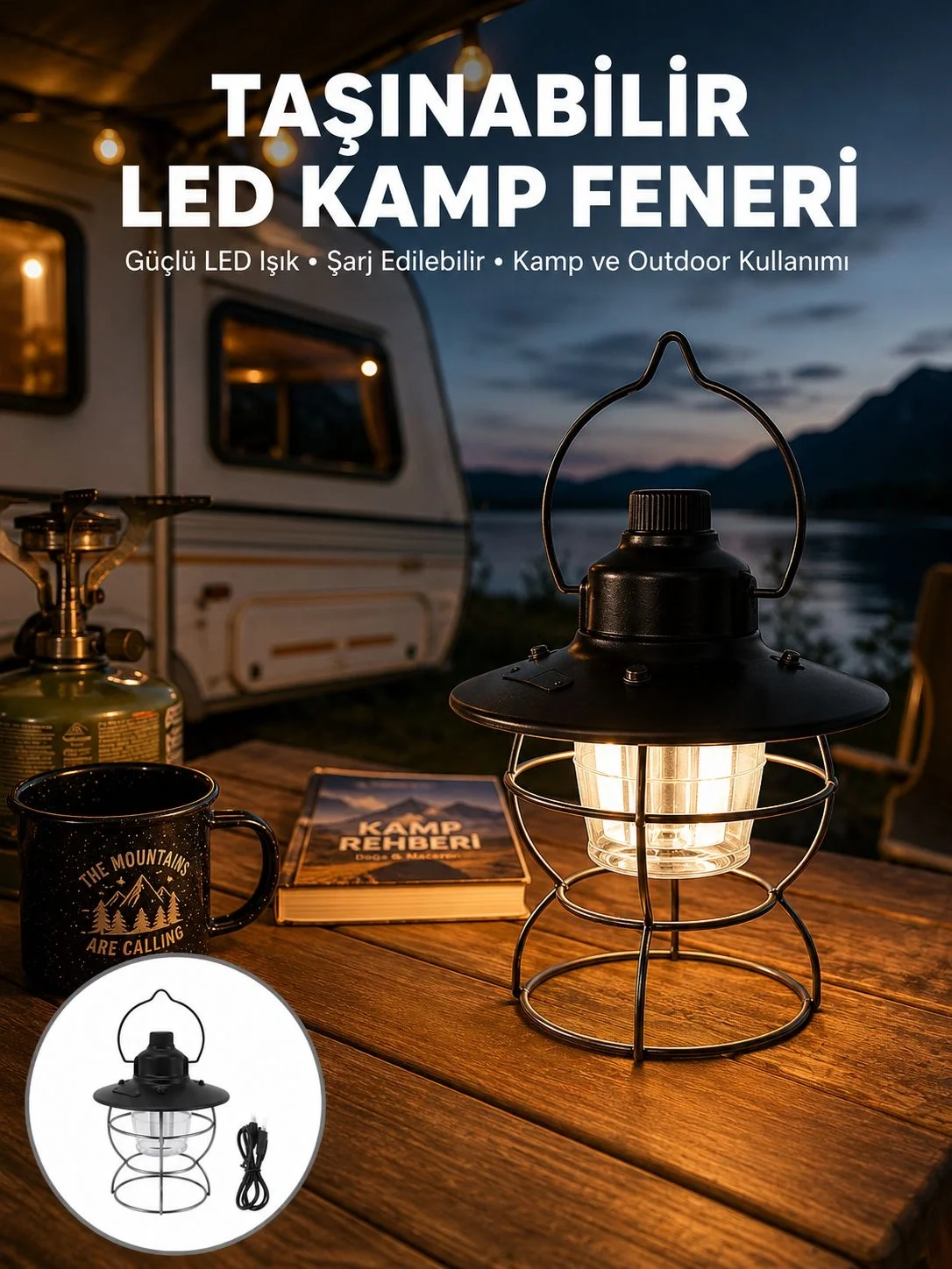 4 Fonksiyonlu Dekoratif Kamp Lambası – Tungsten Ampul, USB Çıkışlı Yeni Nesil Fiyatı, Yorumları ve Özellikleri