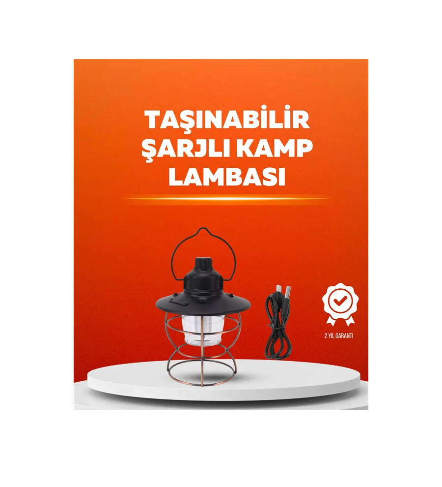 4 Fonksiyonlu Dekoratif Kamp Lambası Tungsten Ampul, Usb Çıkışlı 