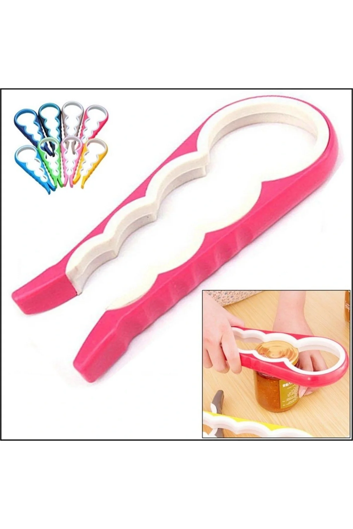 4 Fonksiyonlu Plastik -Silikon Şişe Kavanoz Kapağı Açma Aparatı - Görsel 2