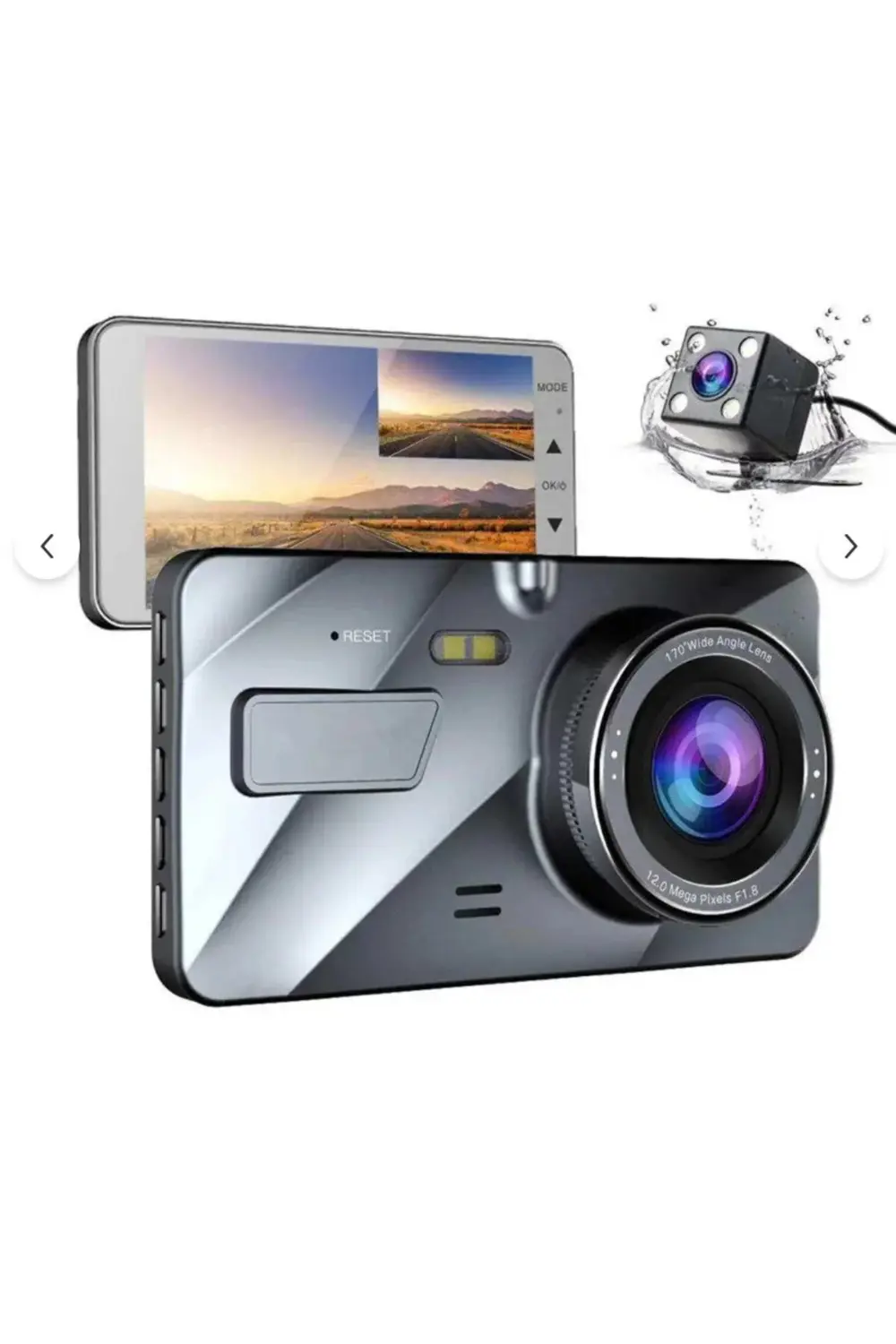 4” Geniş Ekranlı Araç Kamerası – 1080P Çift Kamera, Park Yardım,