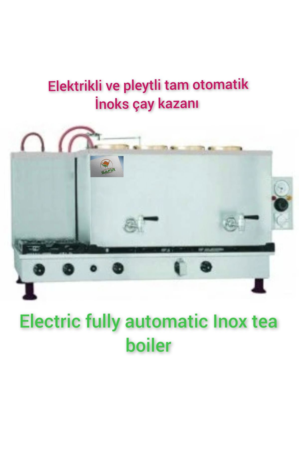 Safir Çay Kazanlari 4 Gözlü İnoks Çay Kazanı Sadece Elektrikli Pleytli Çay Makinesi Ç