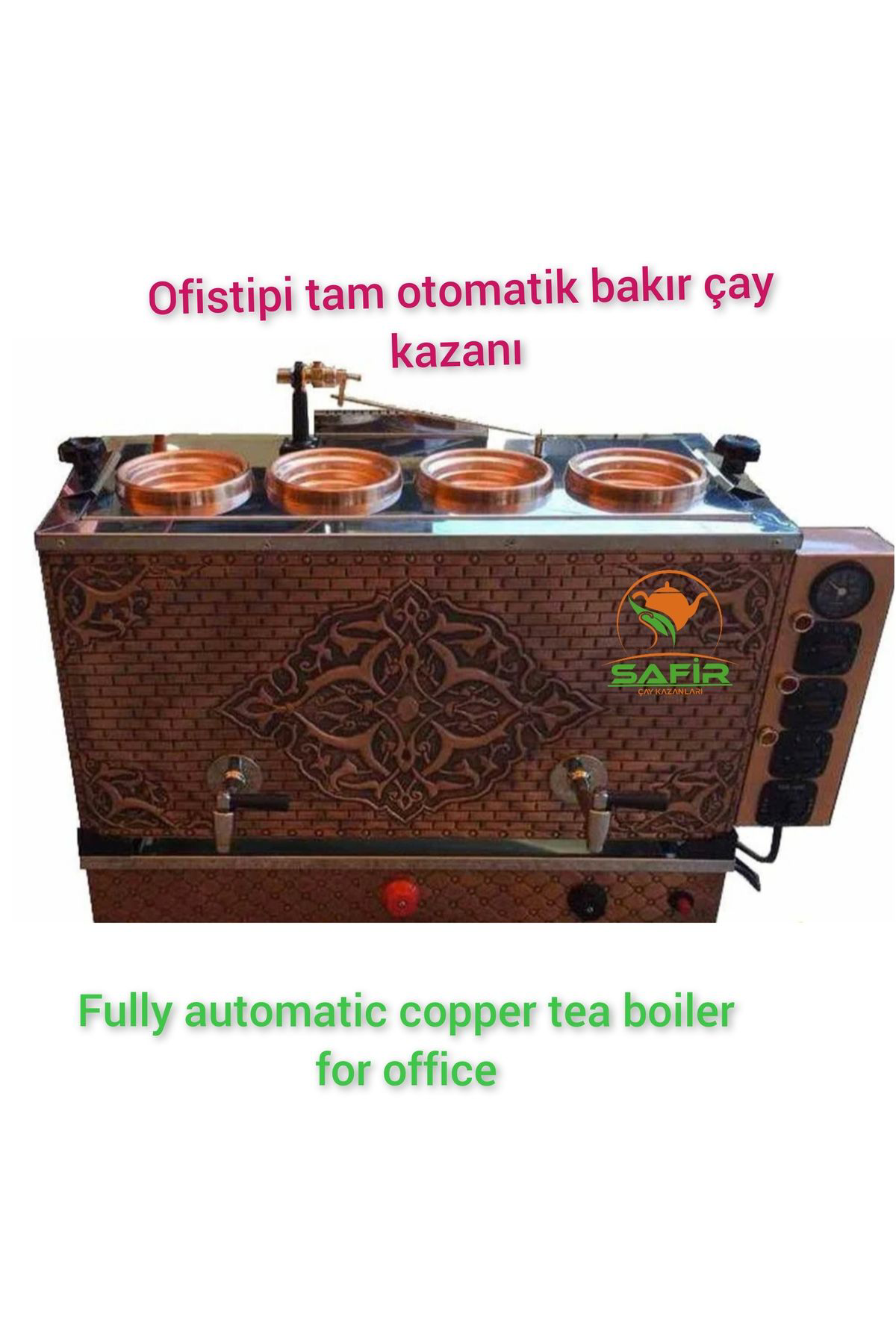 Safir Çay Kazanlari 4 Gözlü Ofistipi Tam Otomatik Bakır Çay Kazanı Dar Alanlar İçin İ