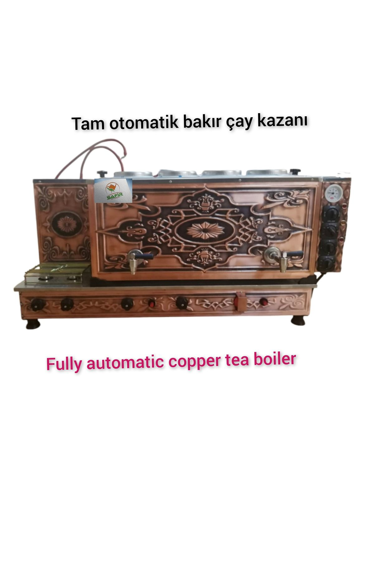 4 Gözlü Tam Otomatik Bakır Çay Kazanı Sadece Elektrikli Pleytli ç
