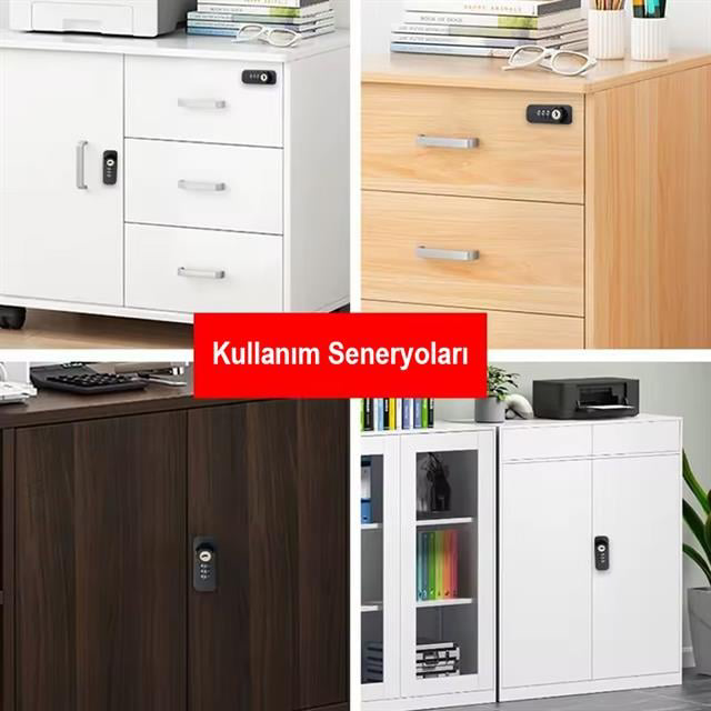 4 Haneli Şifreli Ve Anahtarlı Mekanik Siyah Çekmece Dolap Kilidi 