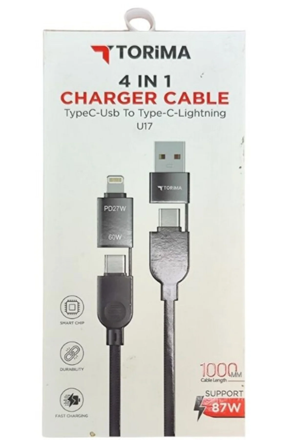 4-in-1 Şarj Kablosu – Type-C, USB & Lightning, 87W Hızlı Şarj 4-in-1 Şarj Kablosu – Type-C, USB & Lightning, 87W Hızlı Şarj