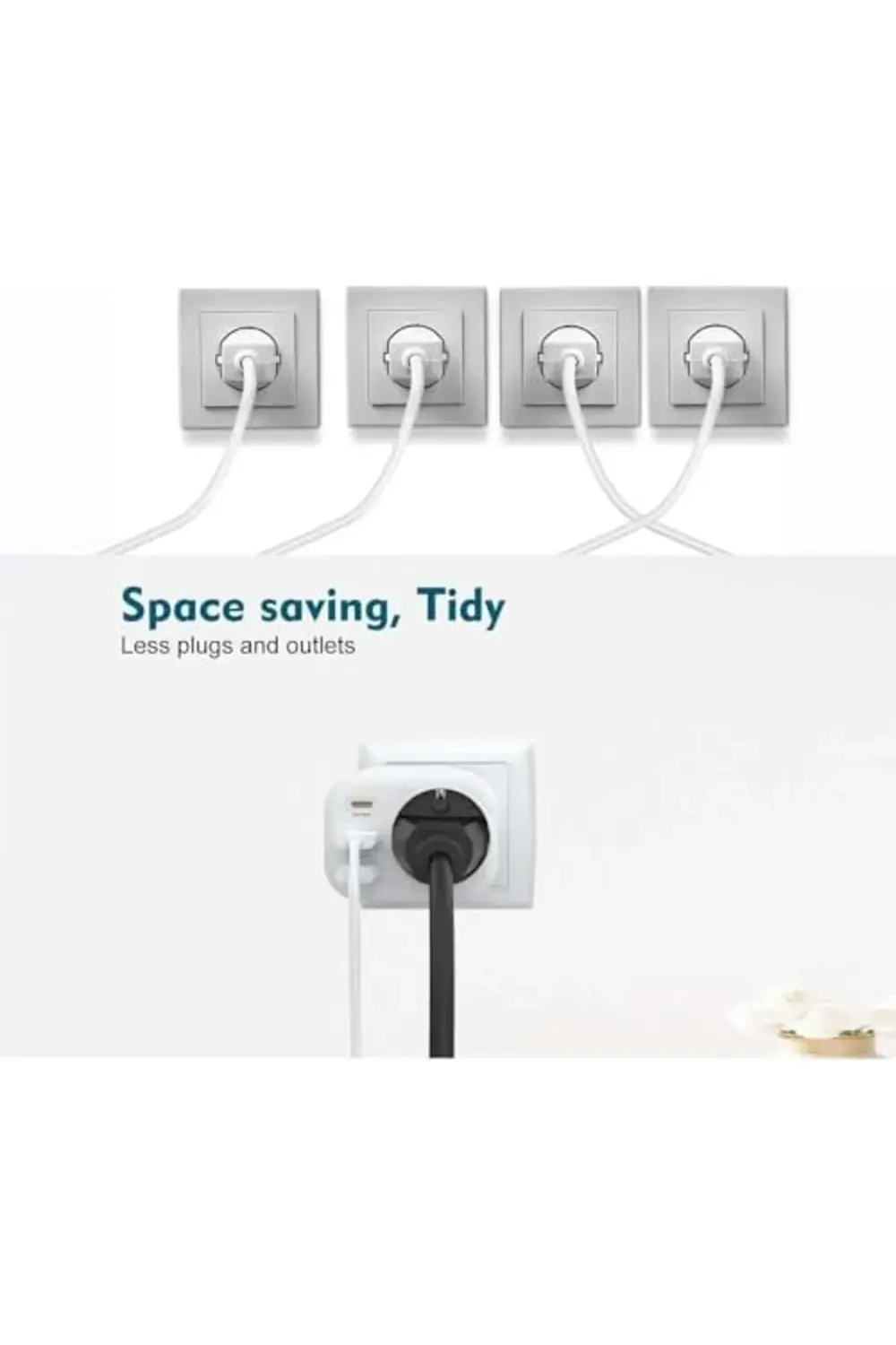 4 in 1 Tekli Usb li Priz, 2x usb 1x type-c giriş, 2500W 1154848