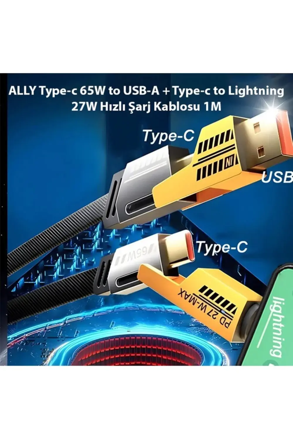 4-in-1 Usb-A Type-C To Lightning + Type-C 65w Hızlı Şarj Ve Data
