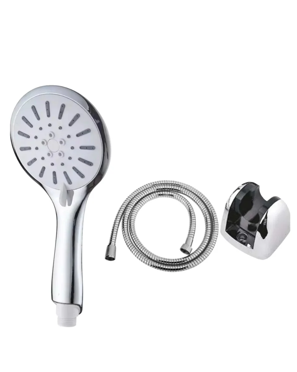 4 Kademeli Krem Duş Başlığı ve Spiral Hortumlu Banyo Seti