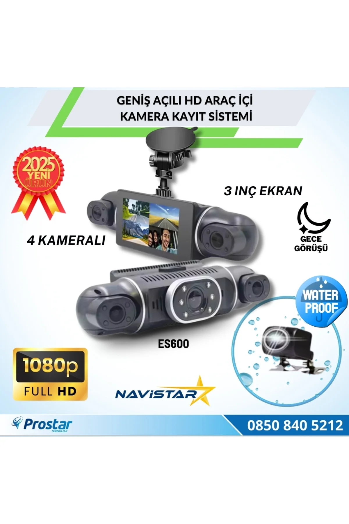 4 Kameralı 1080P WIFI, GPS Geniş Açılı Dashcam Araç içi Kamera Ka