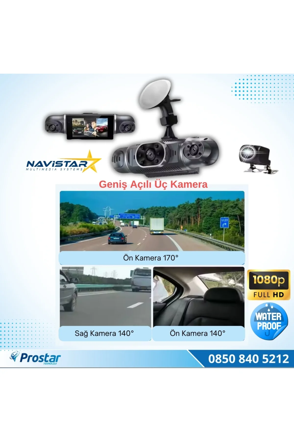 4 Kameralı 1080P WIFI, GPS Geniş Açılı Dashcam Araç içi Kamera Ka