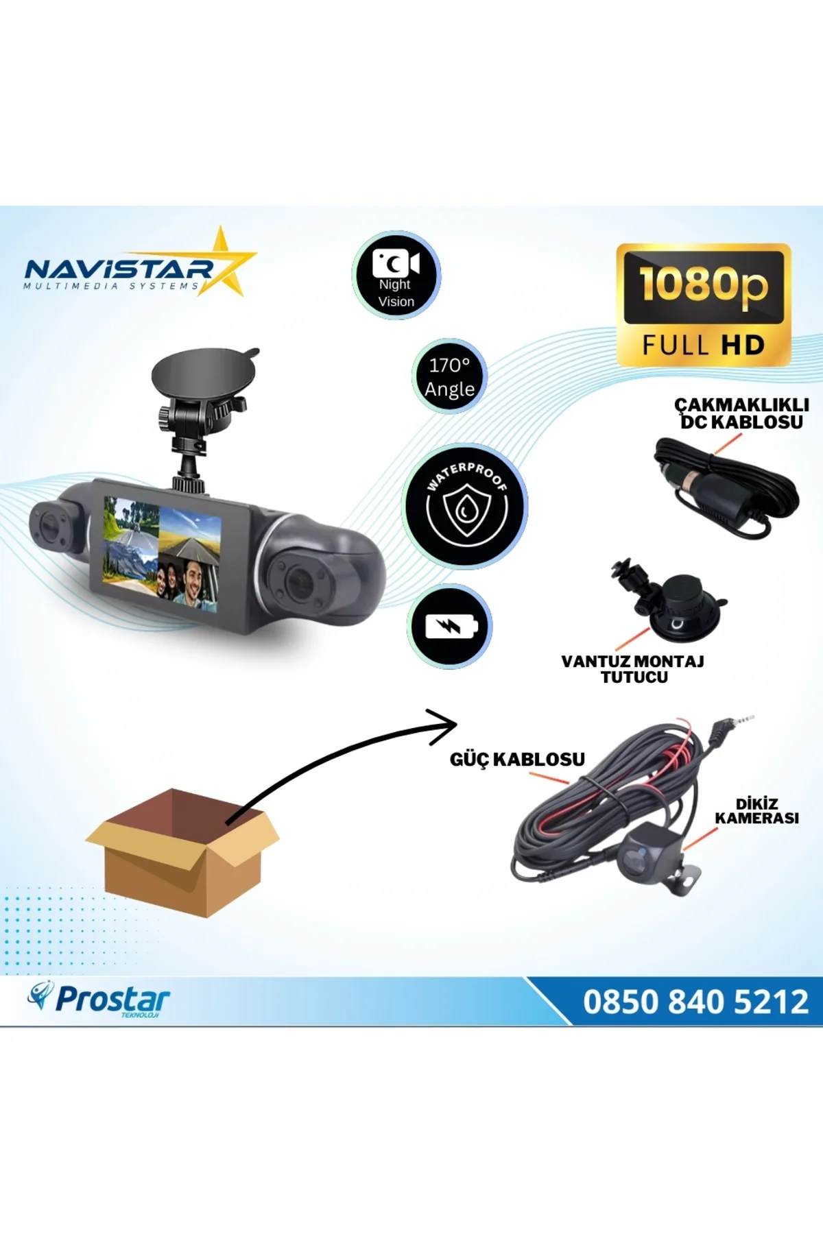 4 Kameralı 1080P WIFI, GPS Geniş Açılı Dashcam Araç içi Kamera Ka