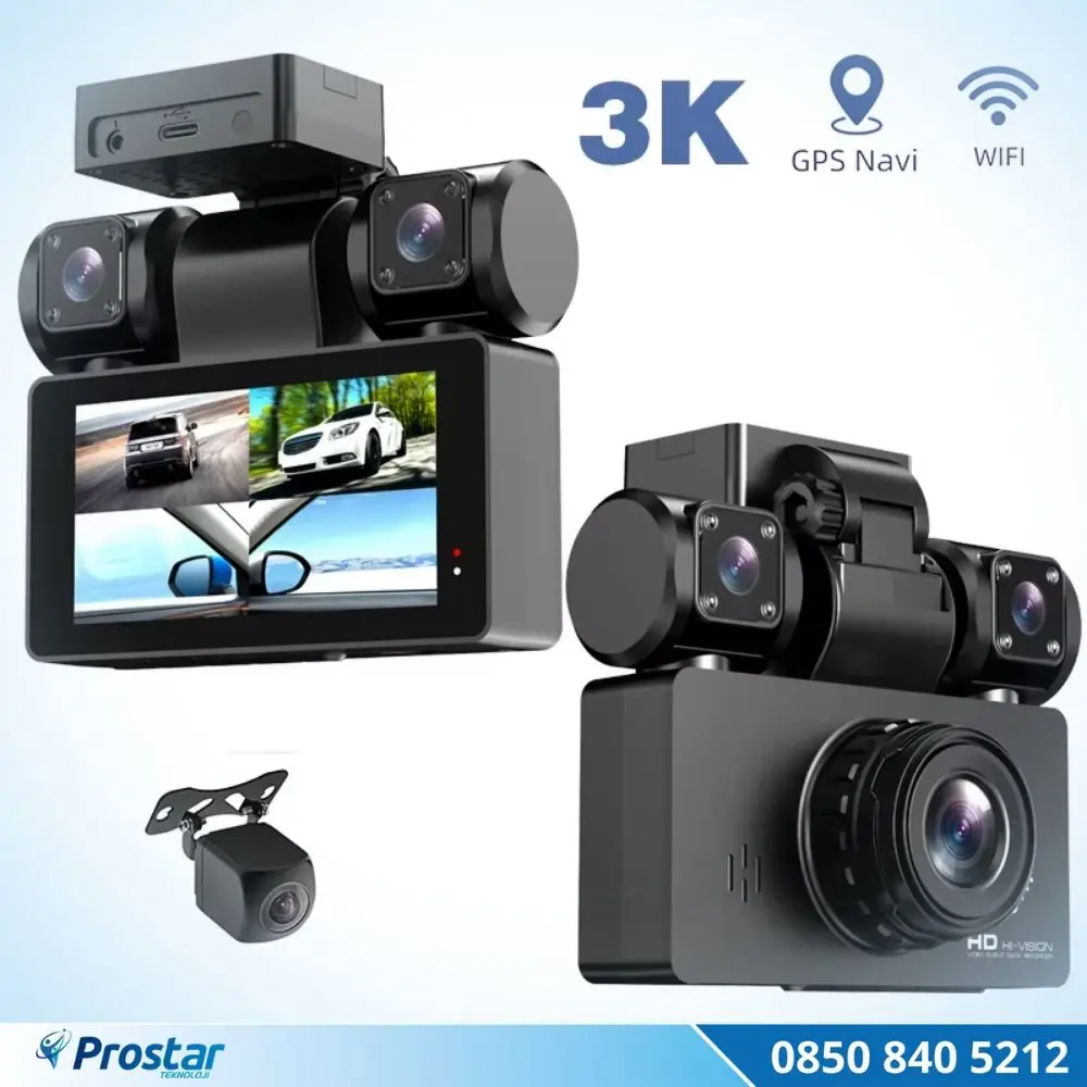 4 Kameralı 3K Ultra HD WIFI GPS Park Modu Özellikli 360 Kamera Se