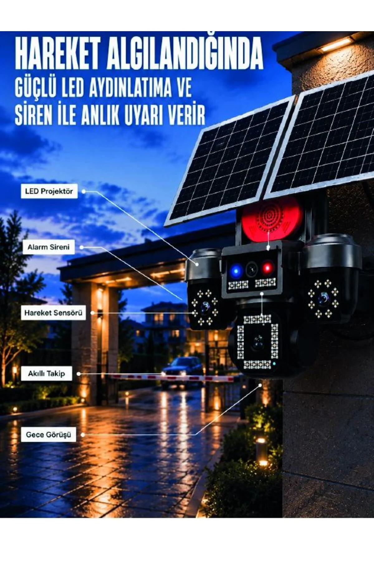 4 Kameralı 4g Sım Kart Destekli Güneş Enerjili Akıllı Güvenlik Ka