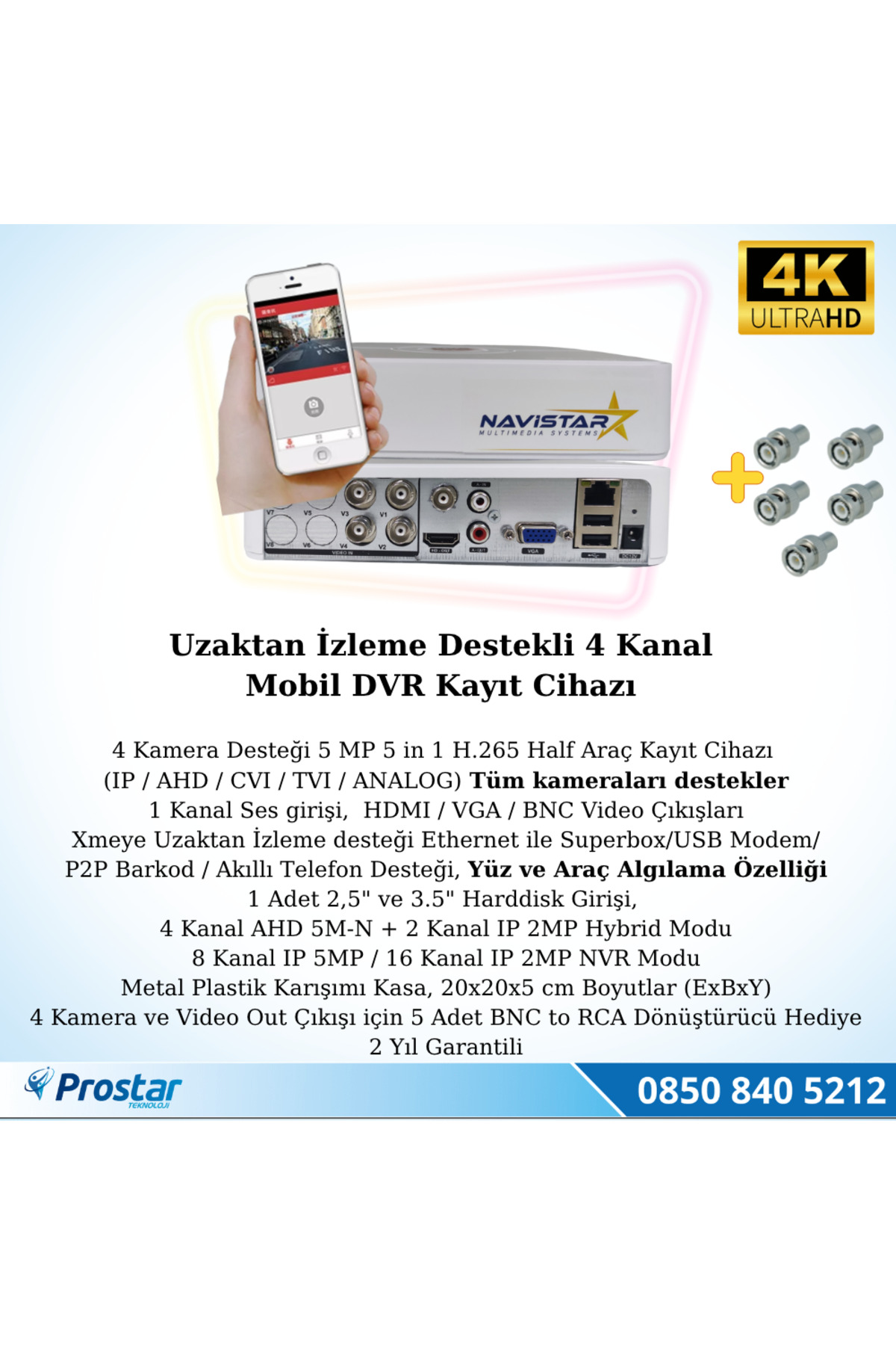 Navistar 4 Kanal Ekonomik Mobil Dvr Kayıt Cihazı Uzaktan İzleme Destekli H
