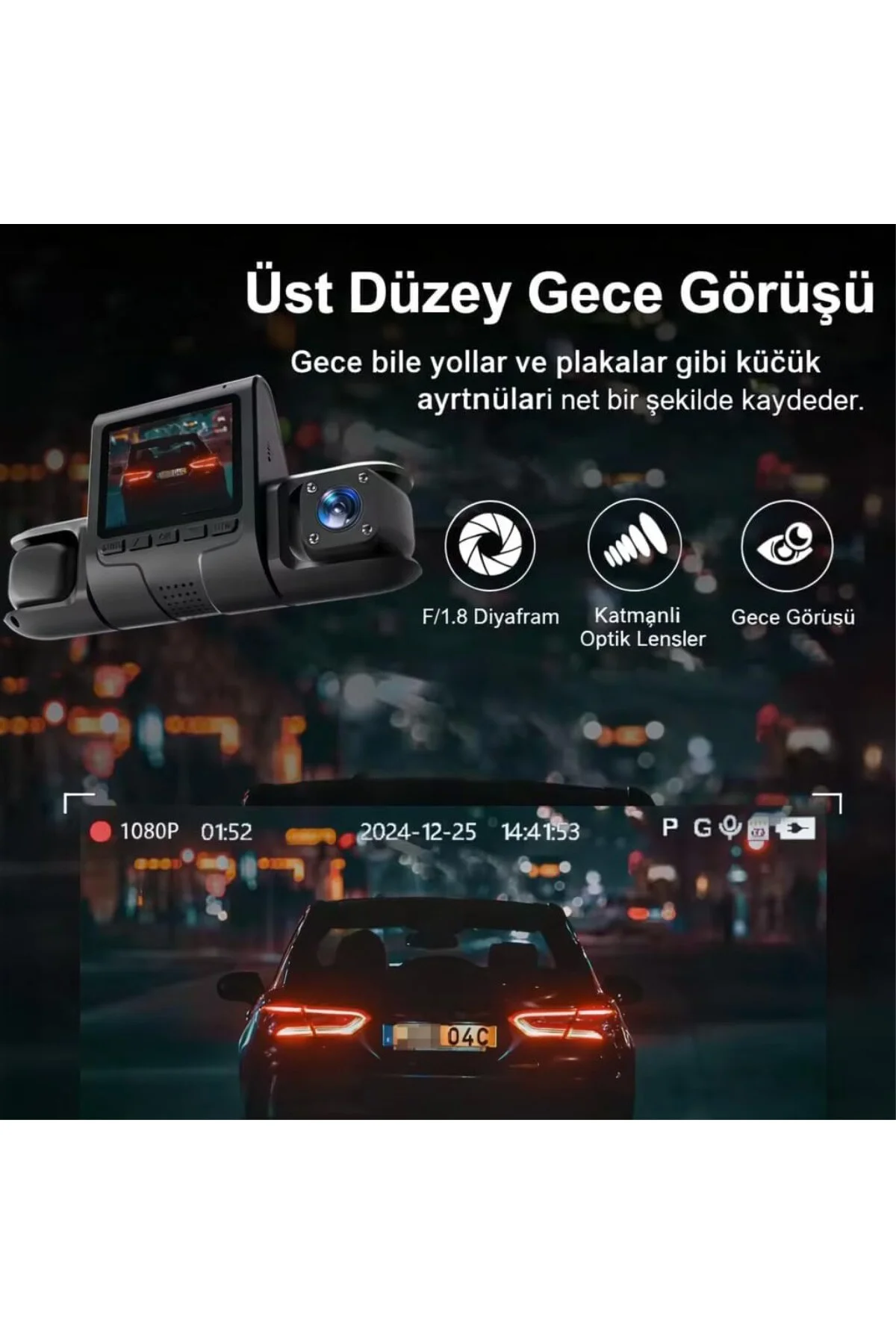 4 Kanal WiFi Araç İçi Kamera – Full HD Ön Arka İç Yan Kayıt, G-Se