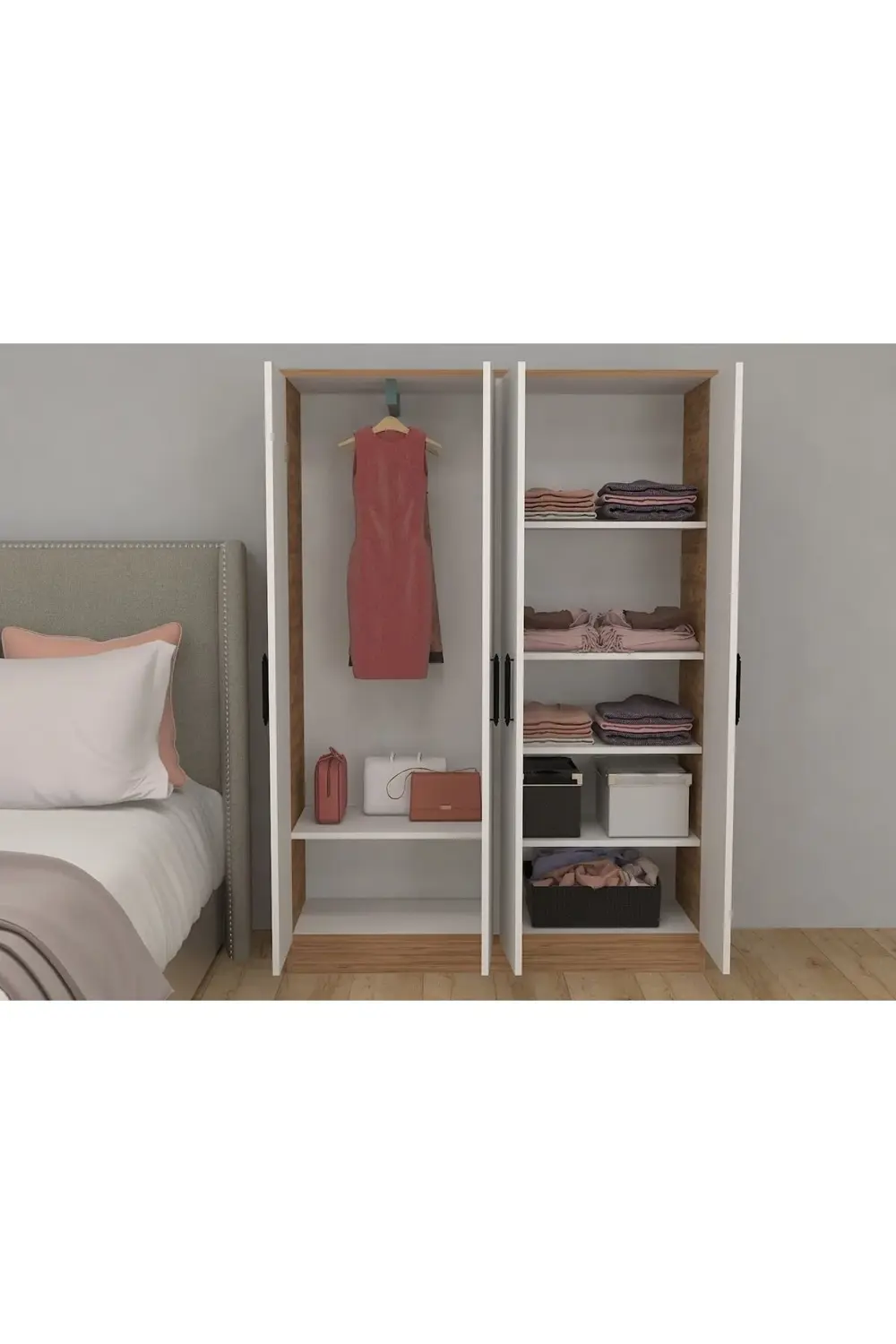 Abete 4 Kapılı Gardırop (Elbise Dolabi-Yüklük-Kiler) / Atlantik Çam-Bey