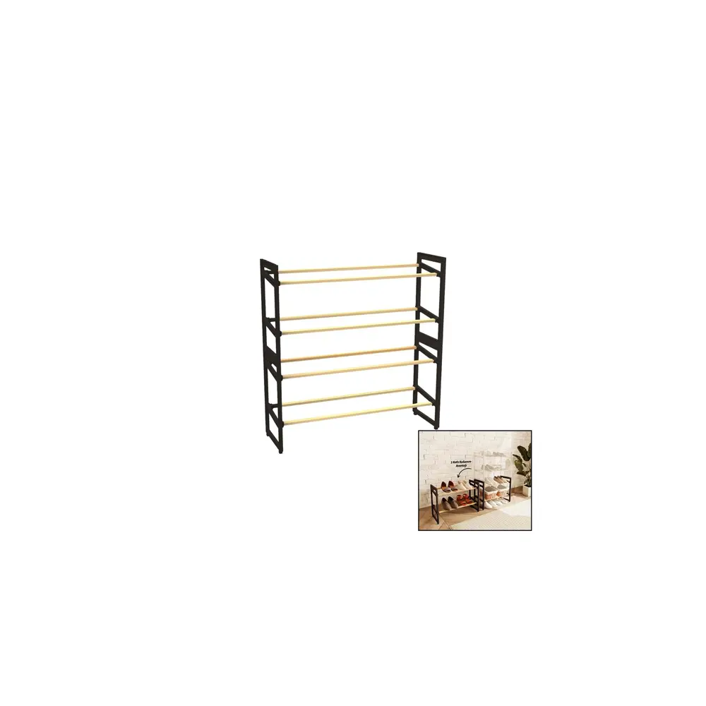 4 KATLI AHŞAP AYAKKABILIK 8 AYAKKABILIK 20X65X51CM ÇOK AMAÇLI RAF
