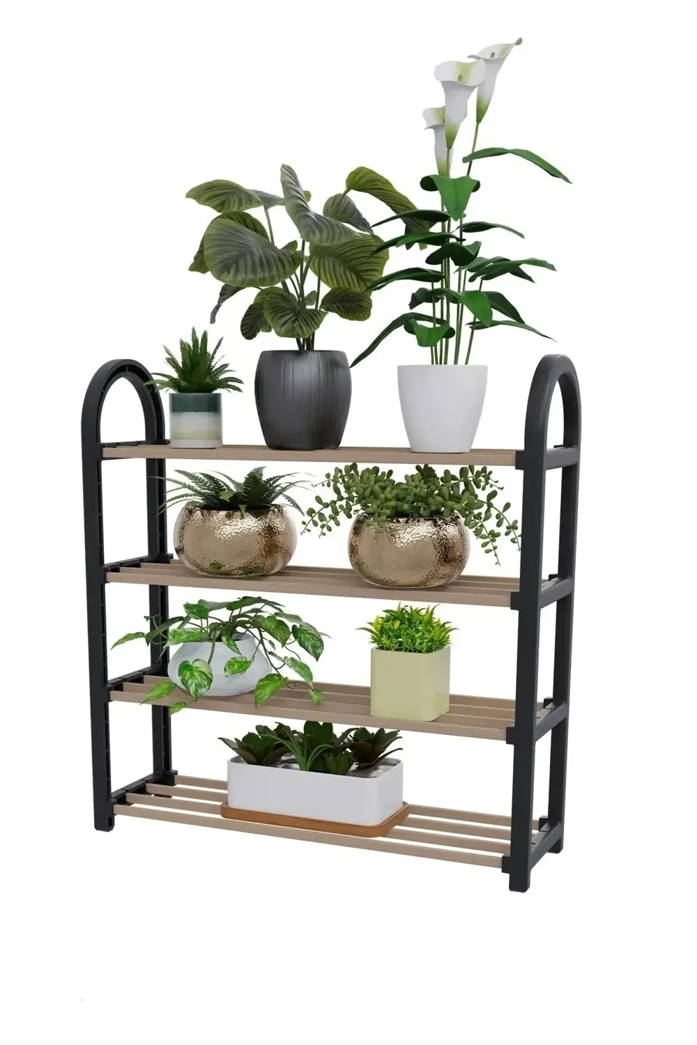 4 Katlı Ahşap Ayakkabılık