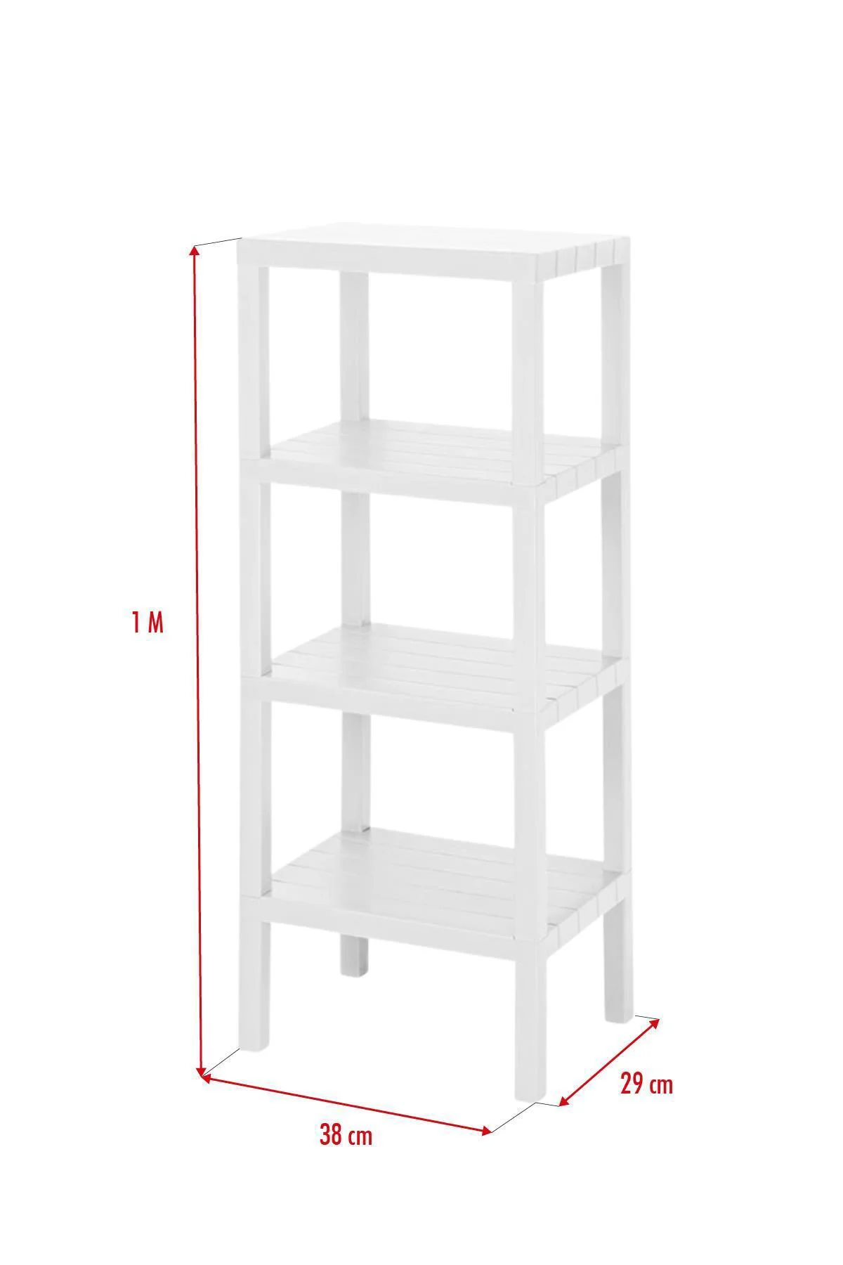 4 Katlı Beyaz Raf Kitaplık & Banyo Düzenleyicisi 100 cm